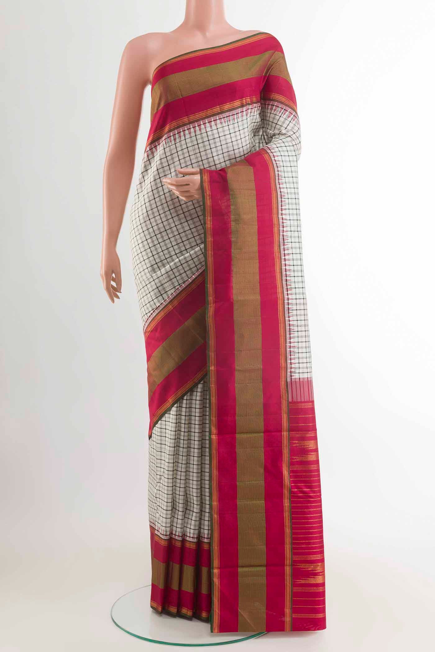 White Kanjivaram Silk Saree