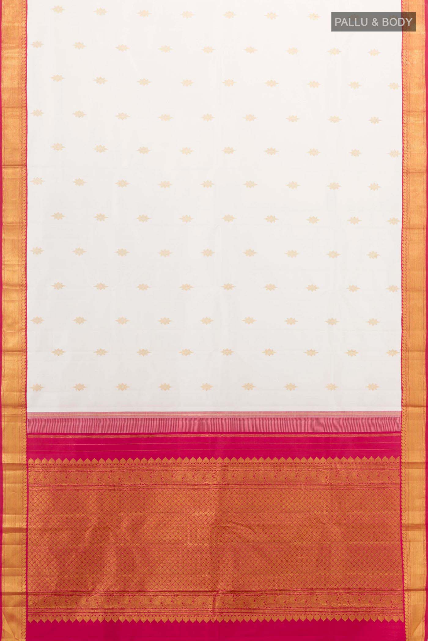 White Kanjivaram Silk Saree - Image 4