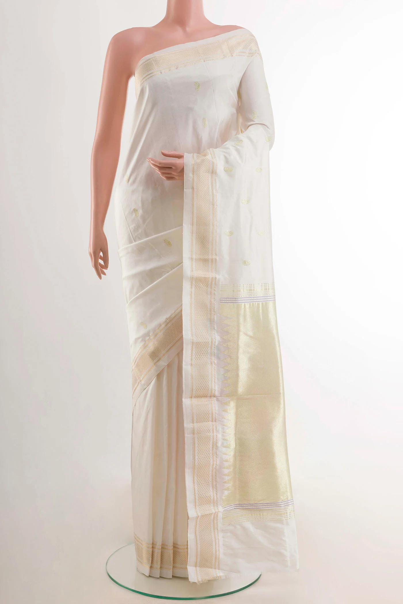 White Paithani Silk Saree