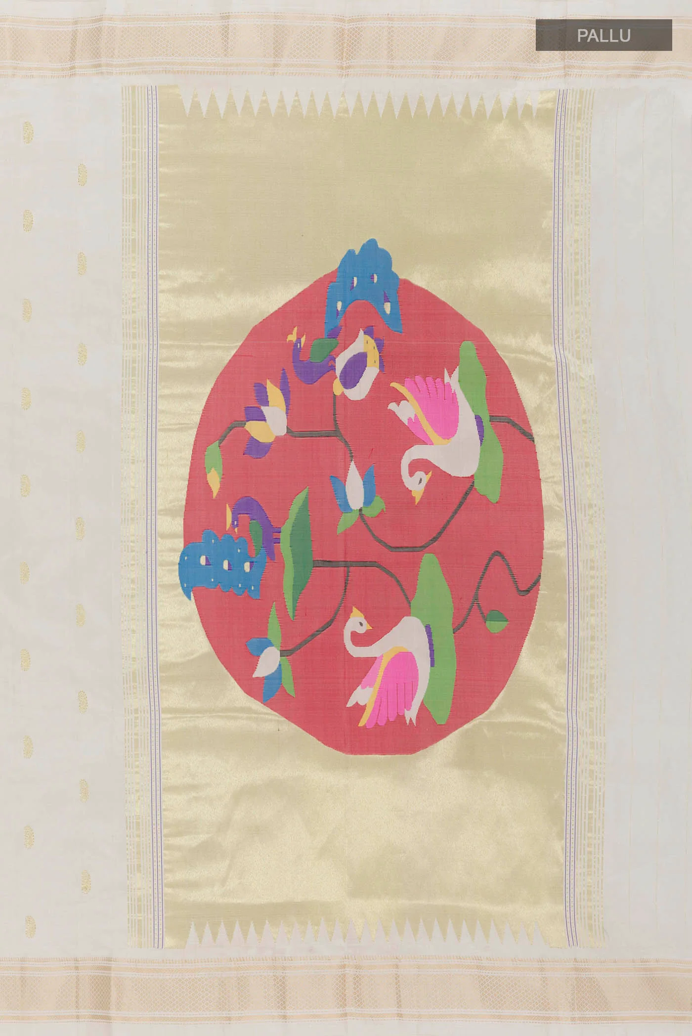 White Paithani Silk Saree - Image 7