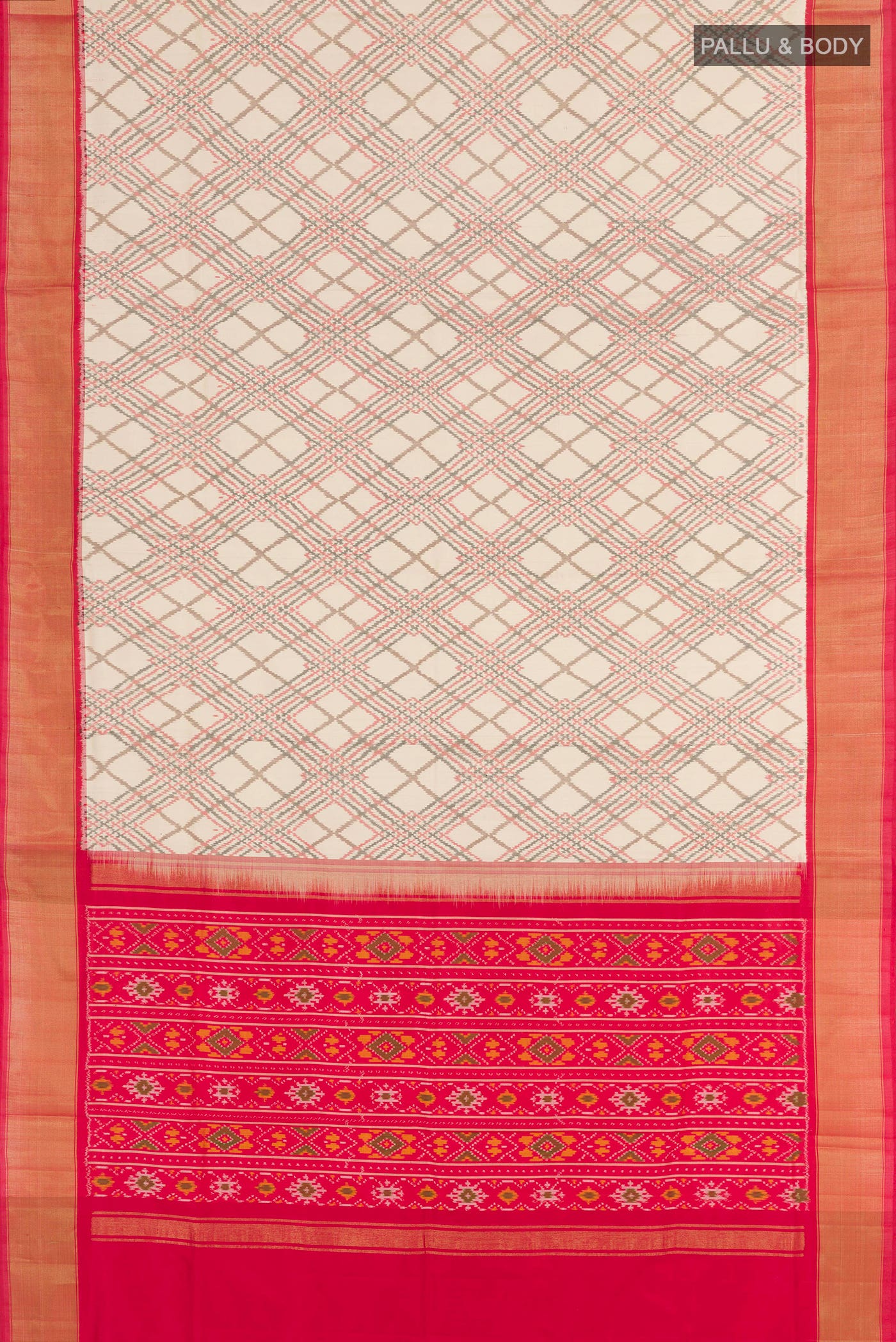 White Pochampally Saree - Image 4