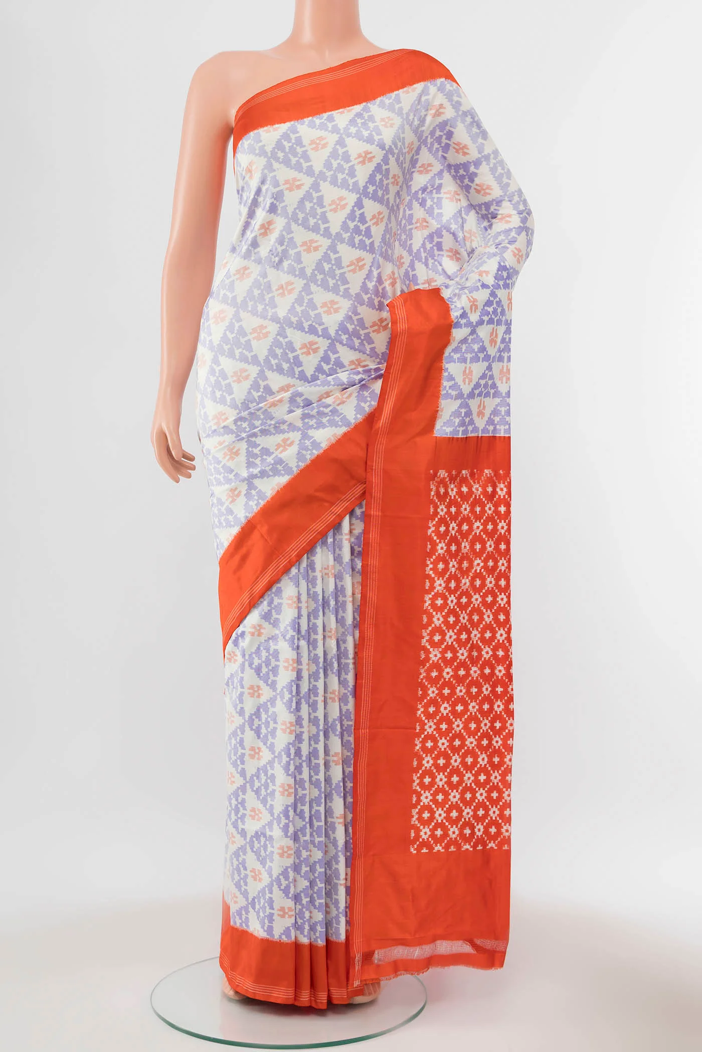 White Pochampally Silk Saree