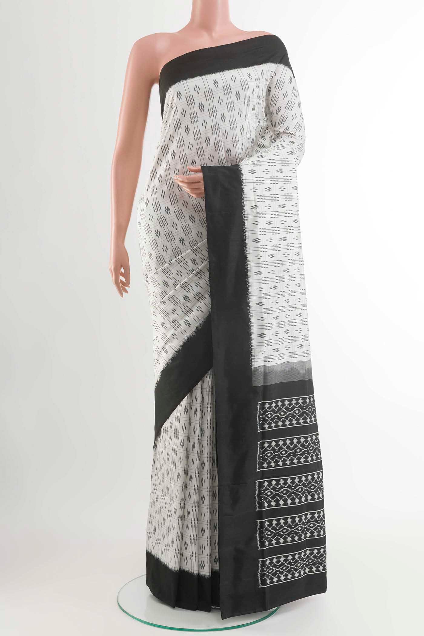 White Pochampally Silk Saree