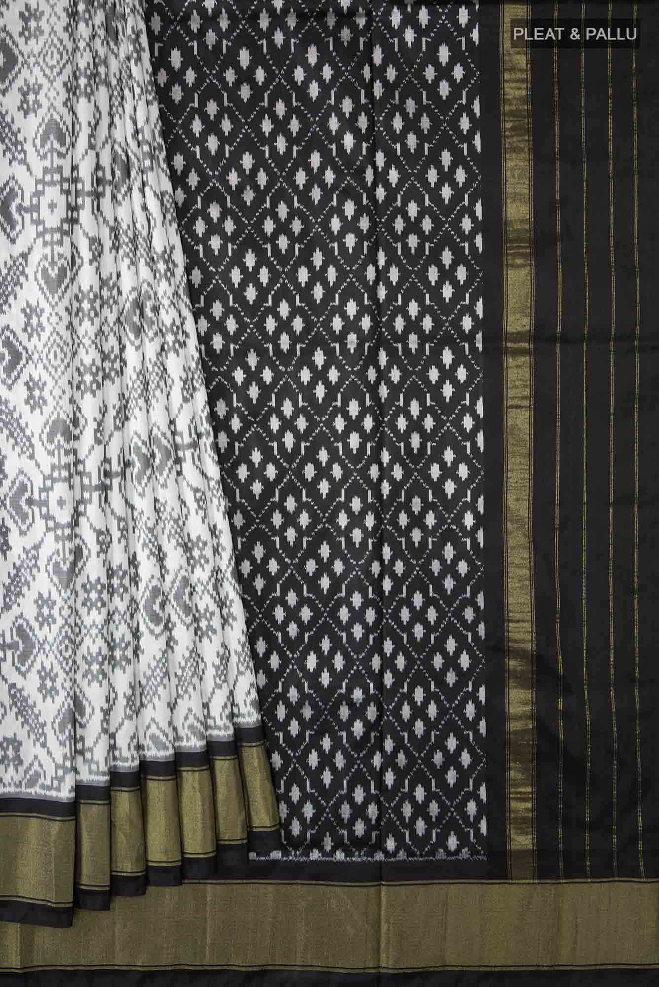 White Pochampally Silk Saree - Image 2