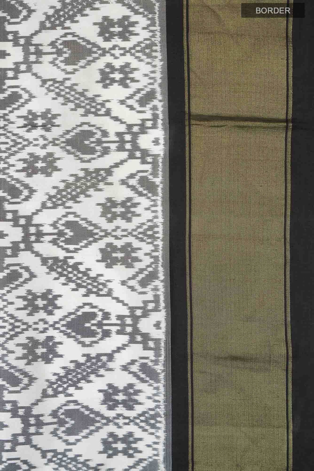 White Pochampally Silk Saree - Image 5