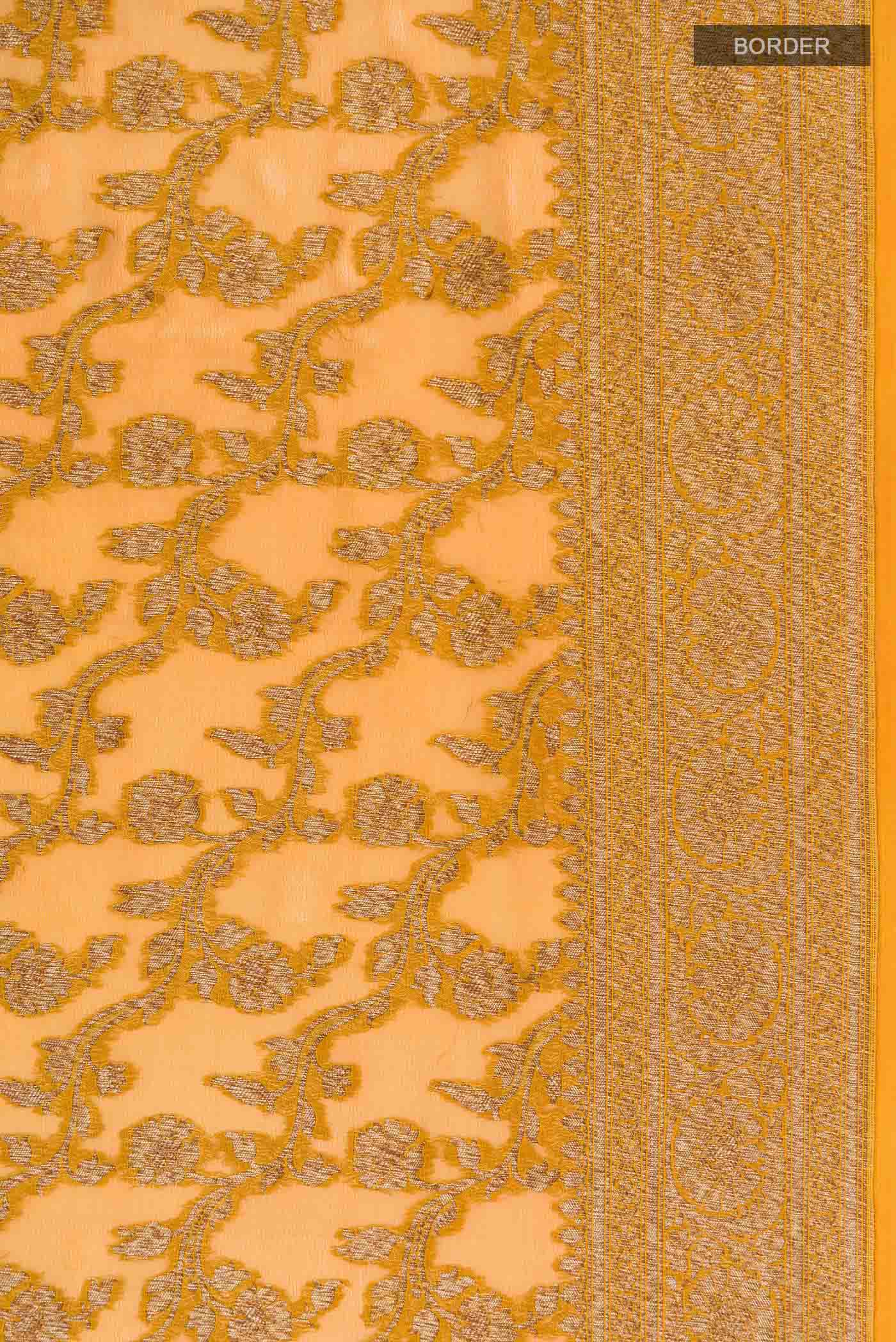 Yellow Banarasi Georgette Saree - Image 3