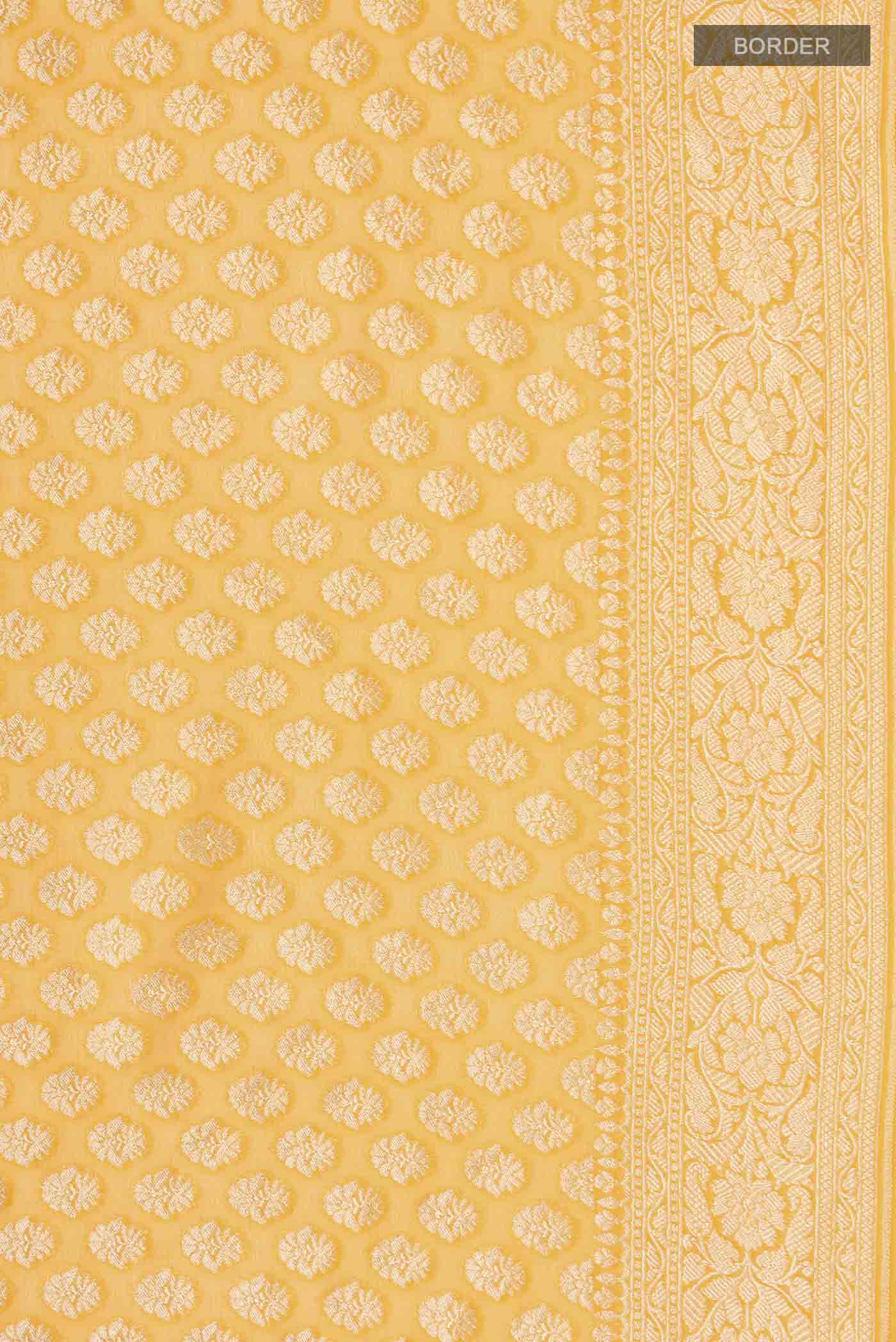 Yellow Banarasi Georgette Saree - Image 3