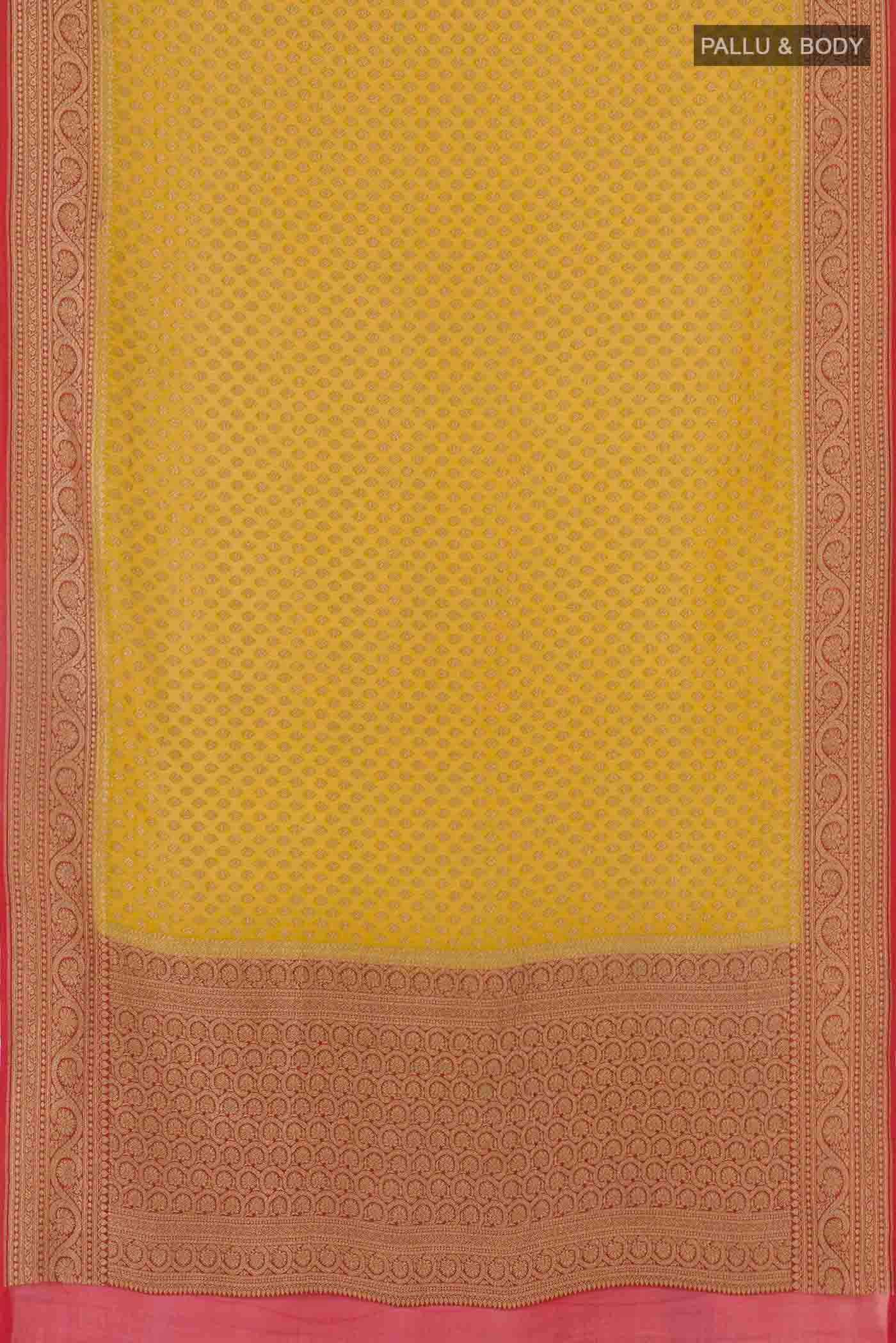 Yellow Banarasi Georgette Saree - Image 5