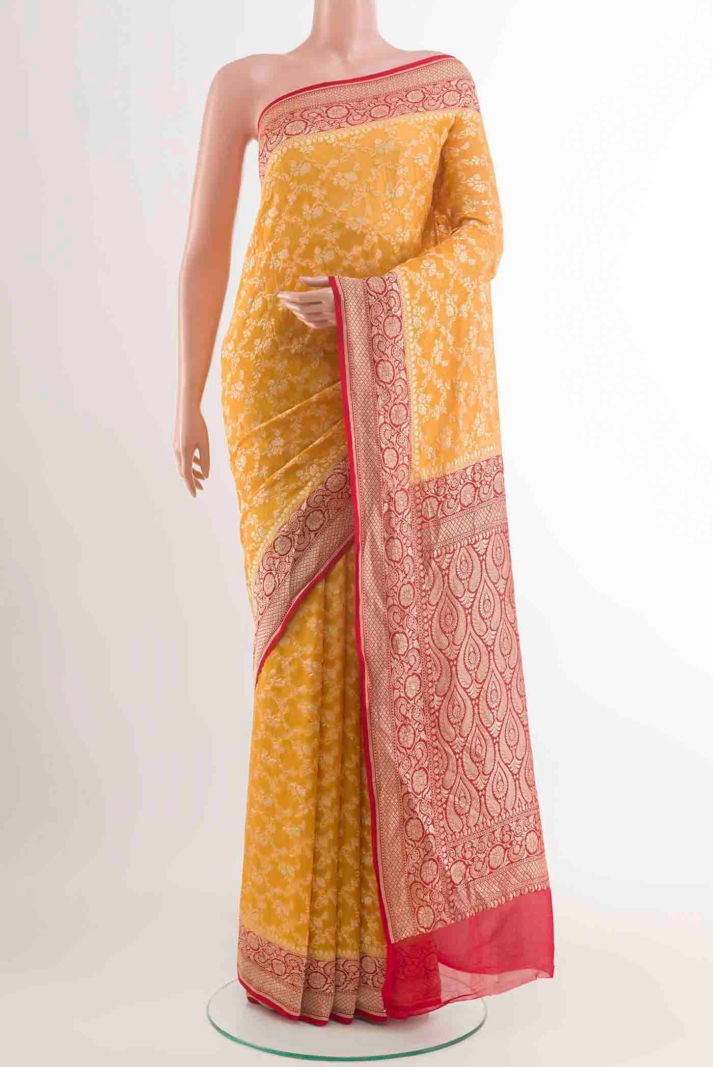 Yellow Banarasi Georgette Saree