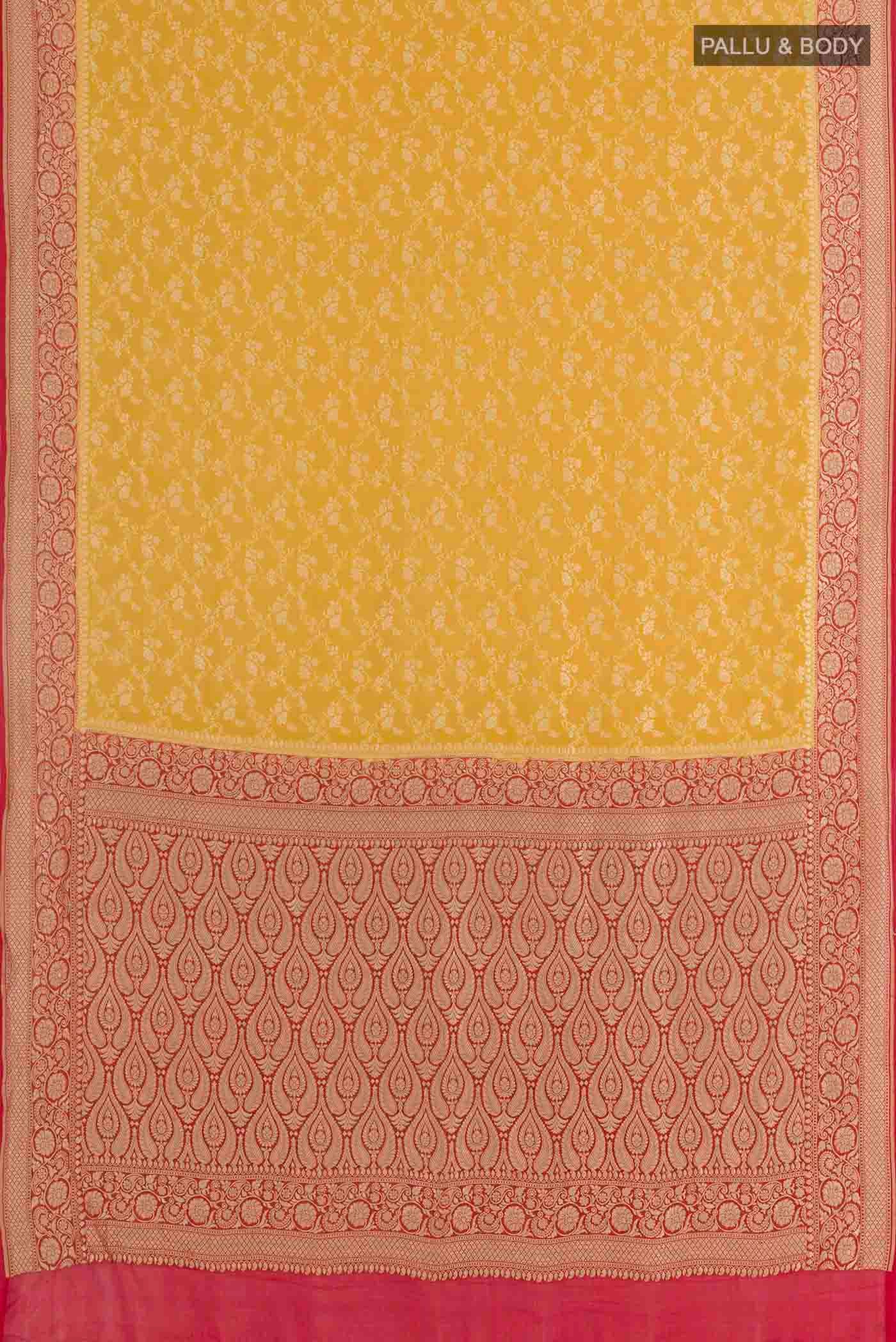 Yellow Banarasi Georgette Saree - Image 3