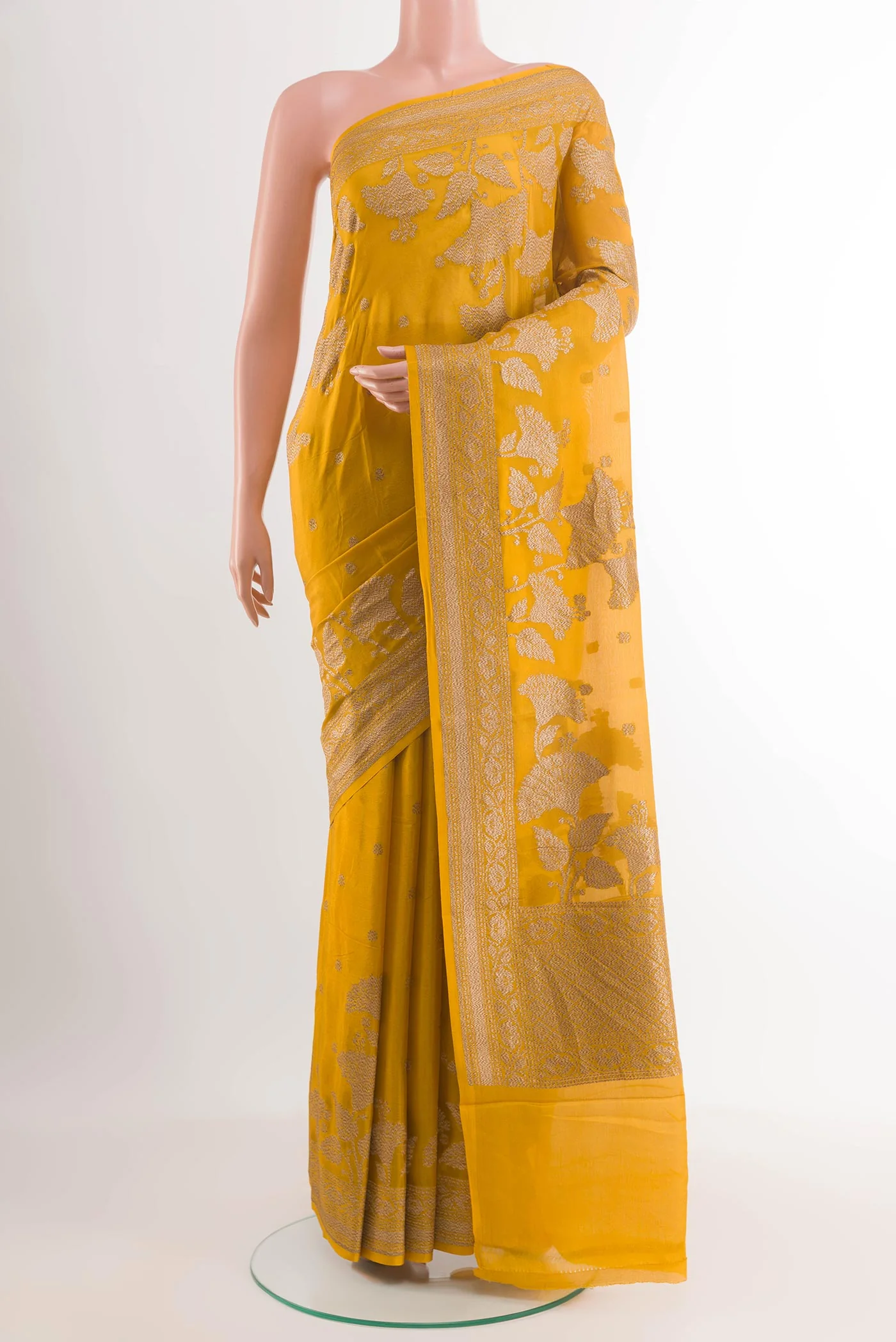 Yellow Banarasi Georgette Saree