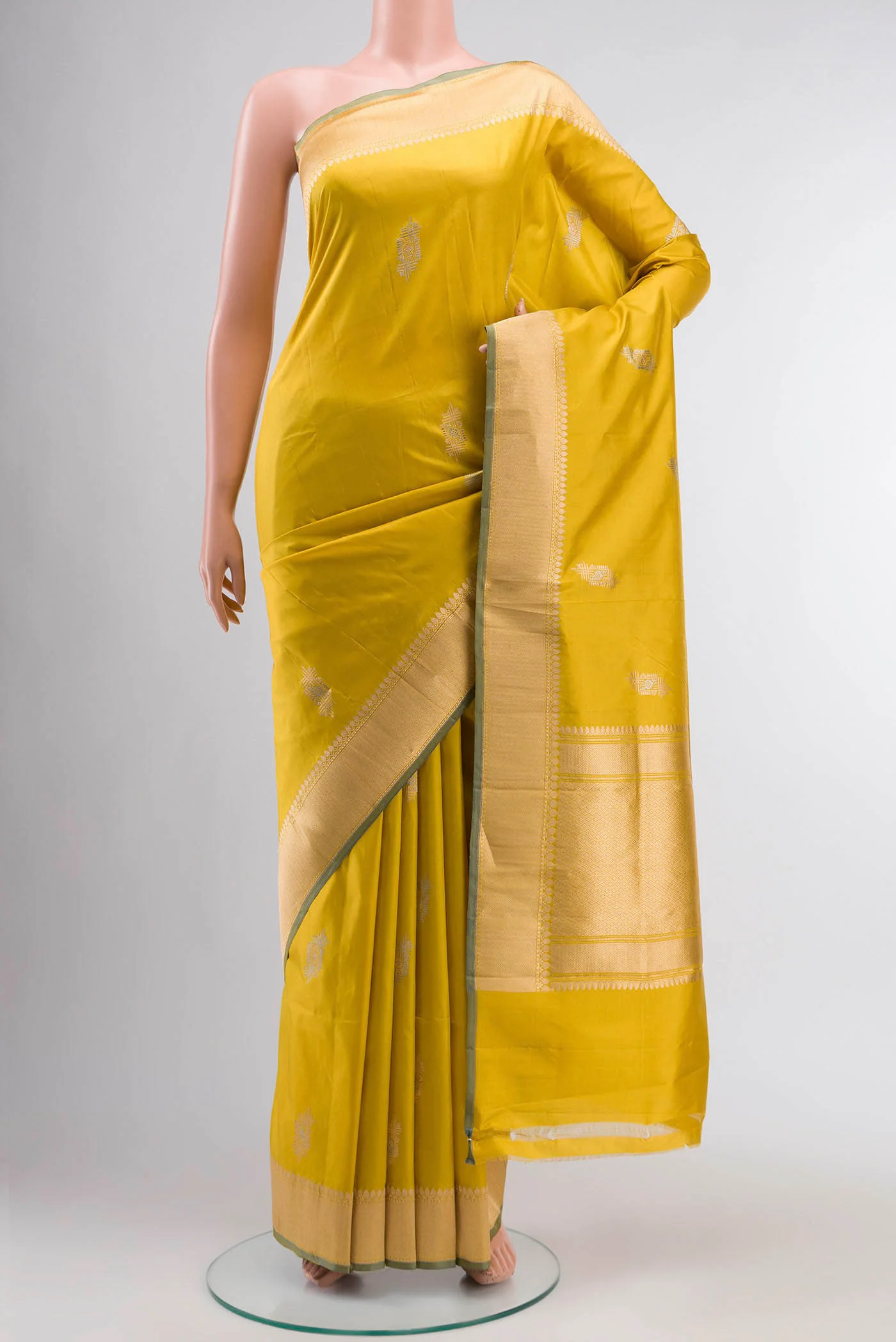 Yellow Banarasi Katan Silk Saree