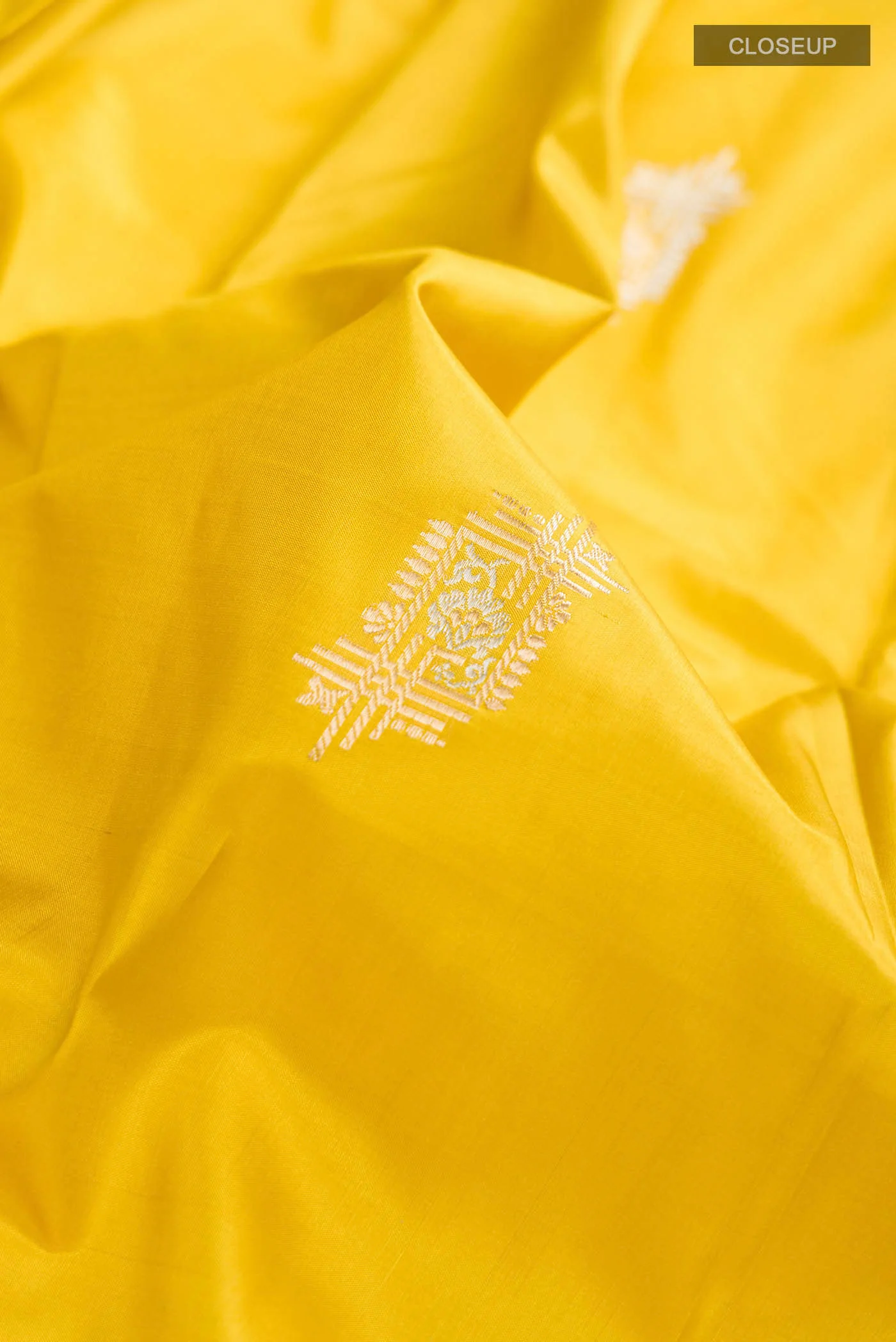 Yellow Banarasi Katan Silk Saree - Image 2