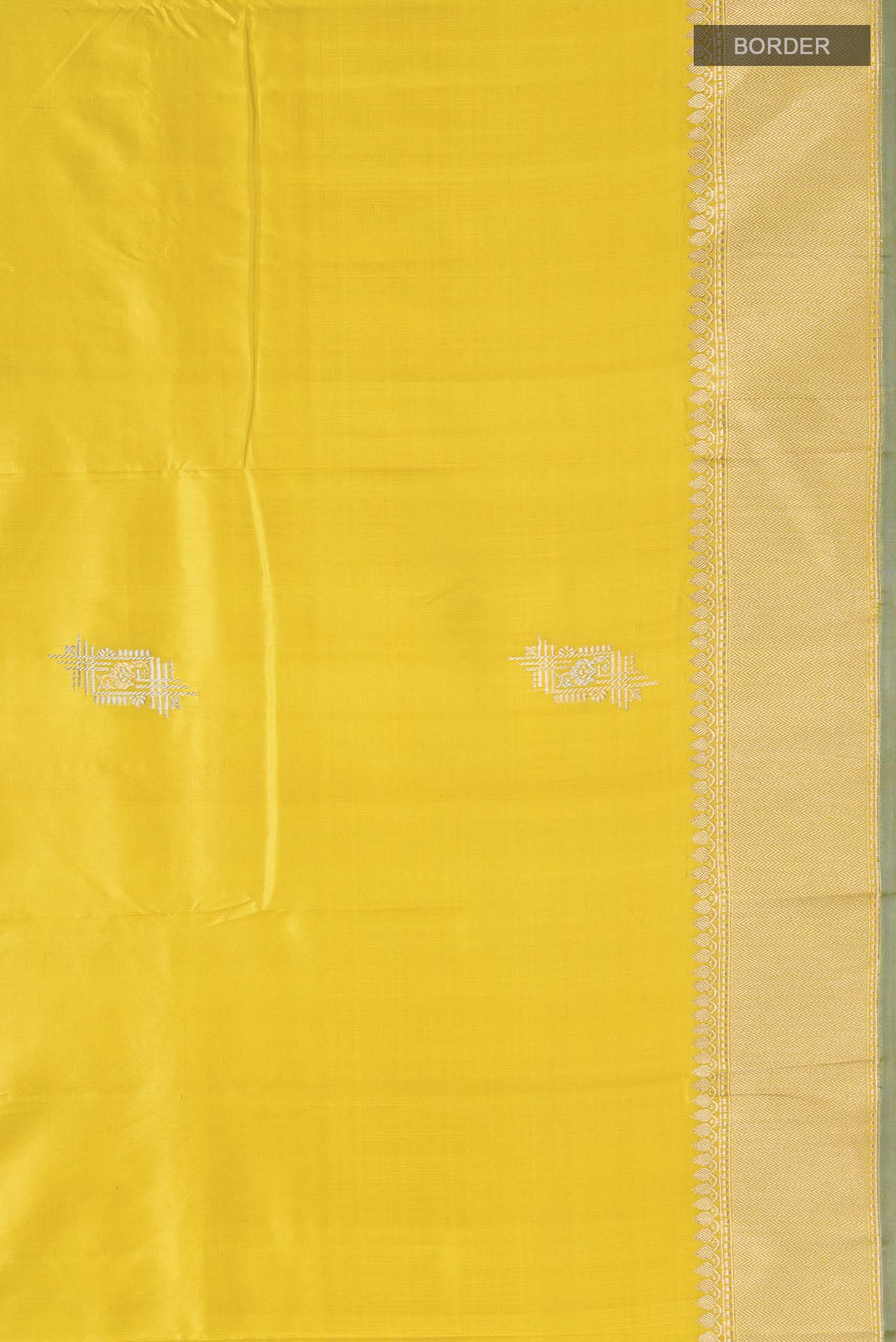 Yellow Banarasi Katan Silk Saree - Image 3