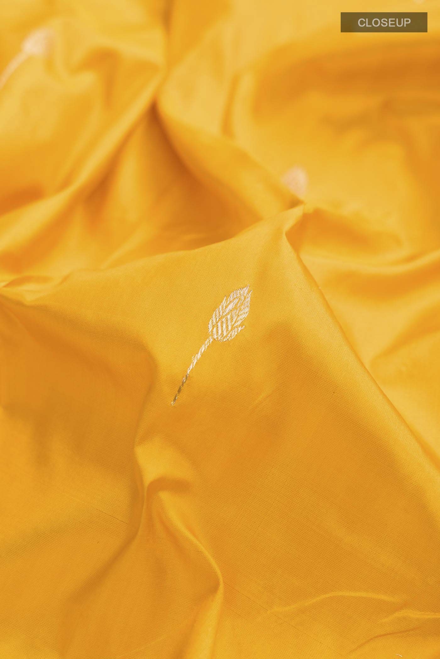 Yellow Banarasi Katan Silk Saree - Image 2