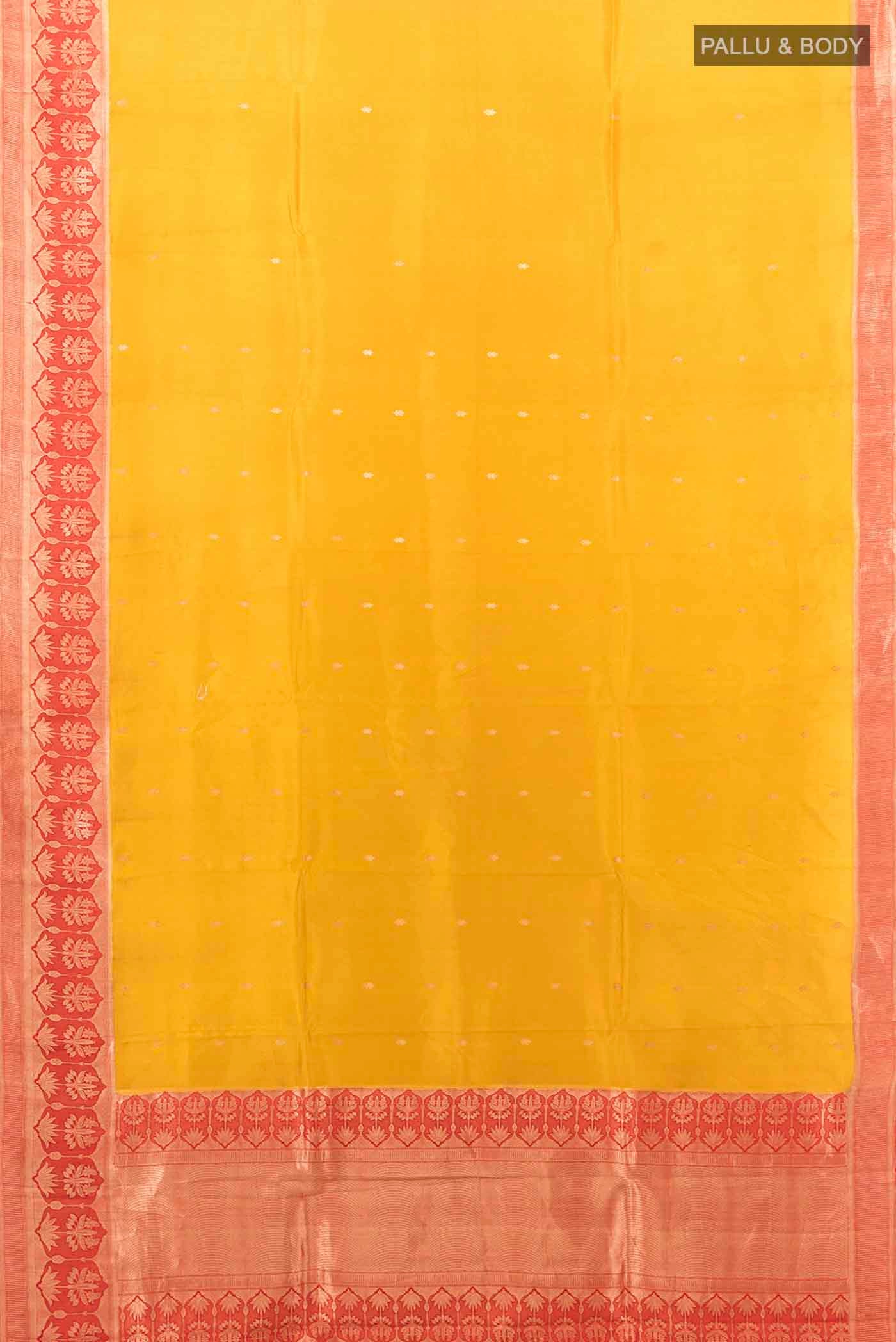 Yellow Banarasi Katan Silk Saree - Image 5