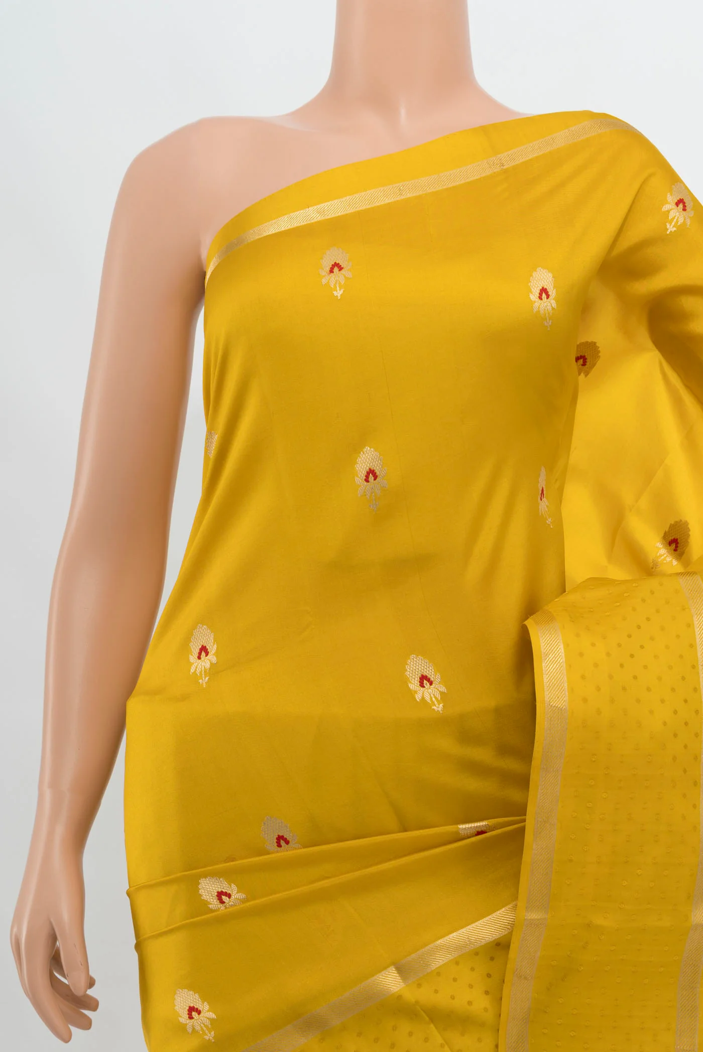 Yellow Banarasi Silk Saree - Image 2
