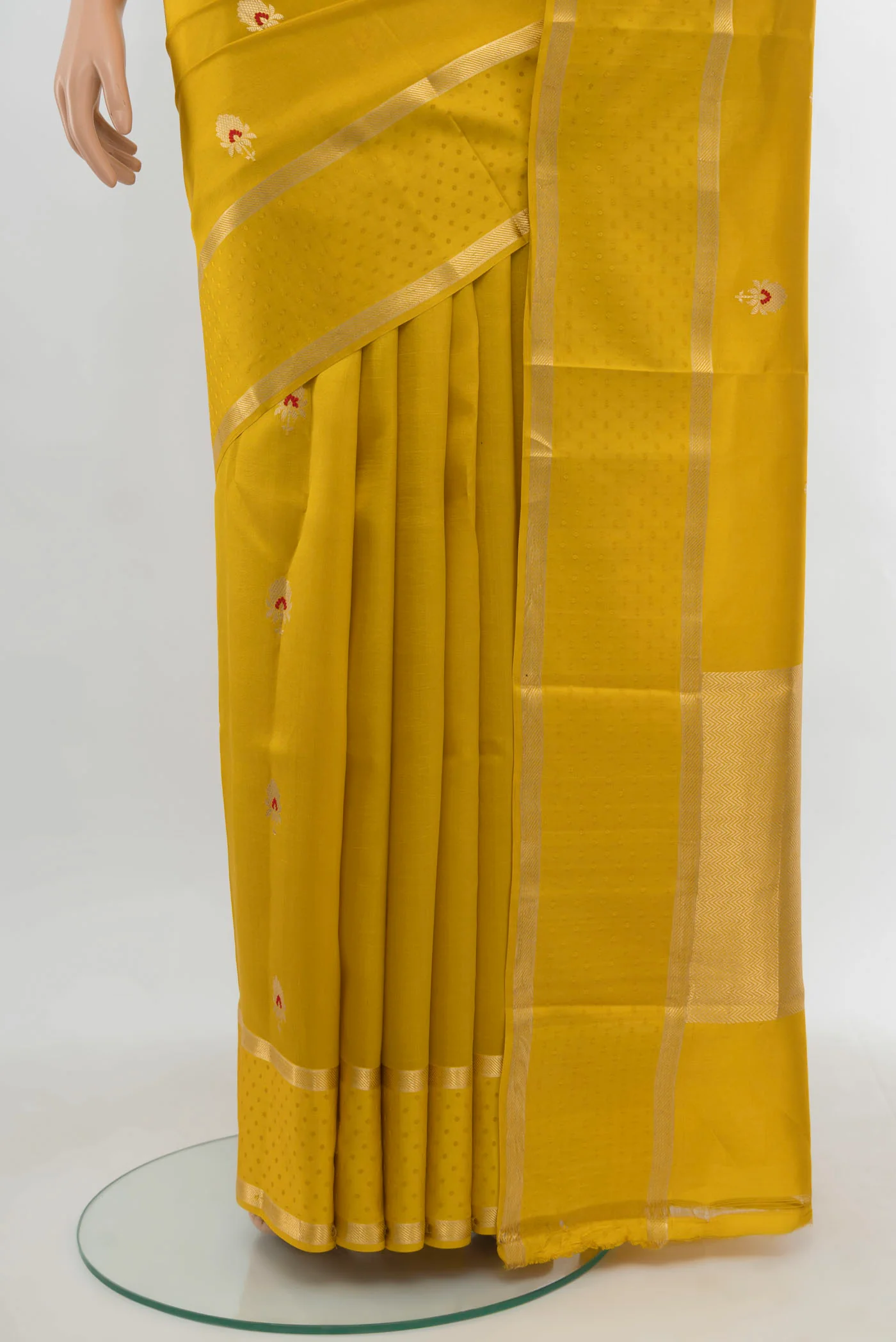 Yellow Banarasi Silk Saree - Image 3