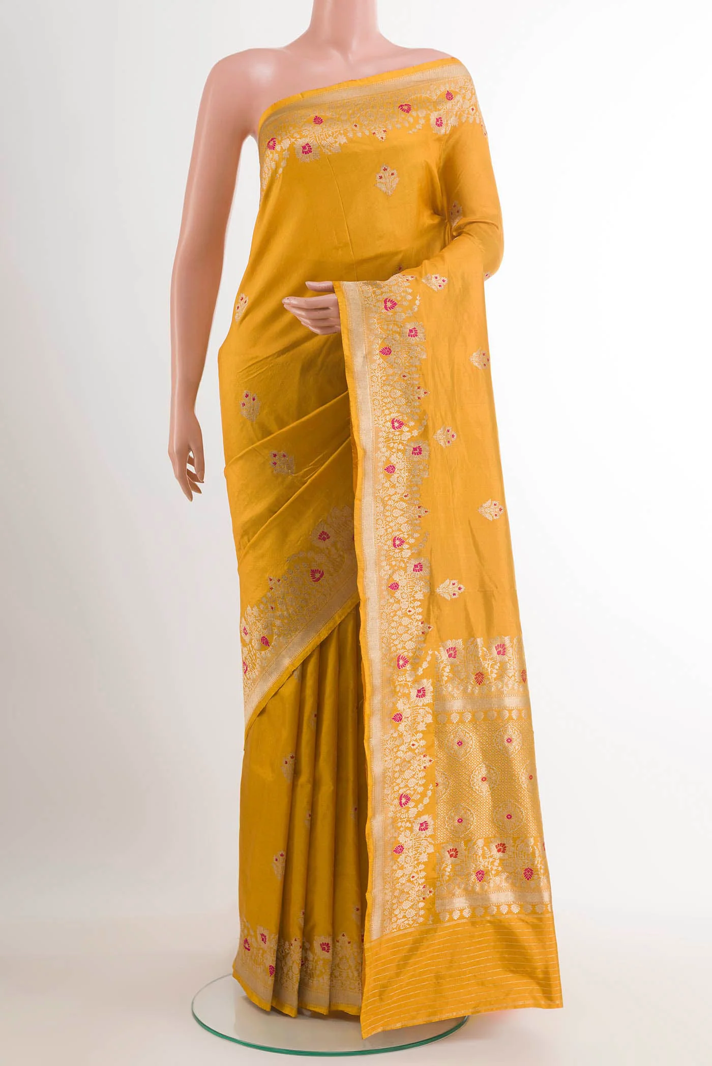 Yellow Banarasi Katan Silk Saree