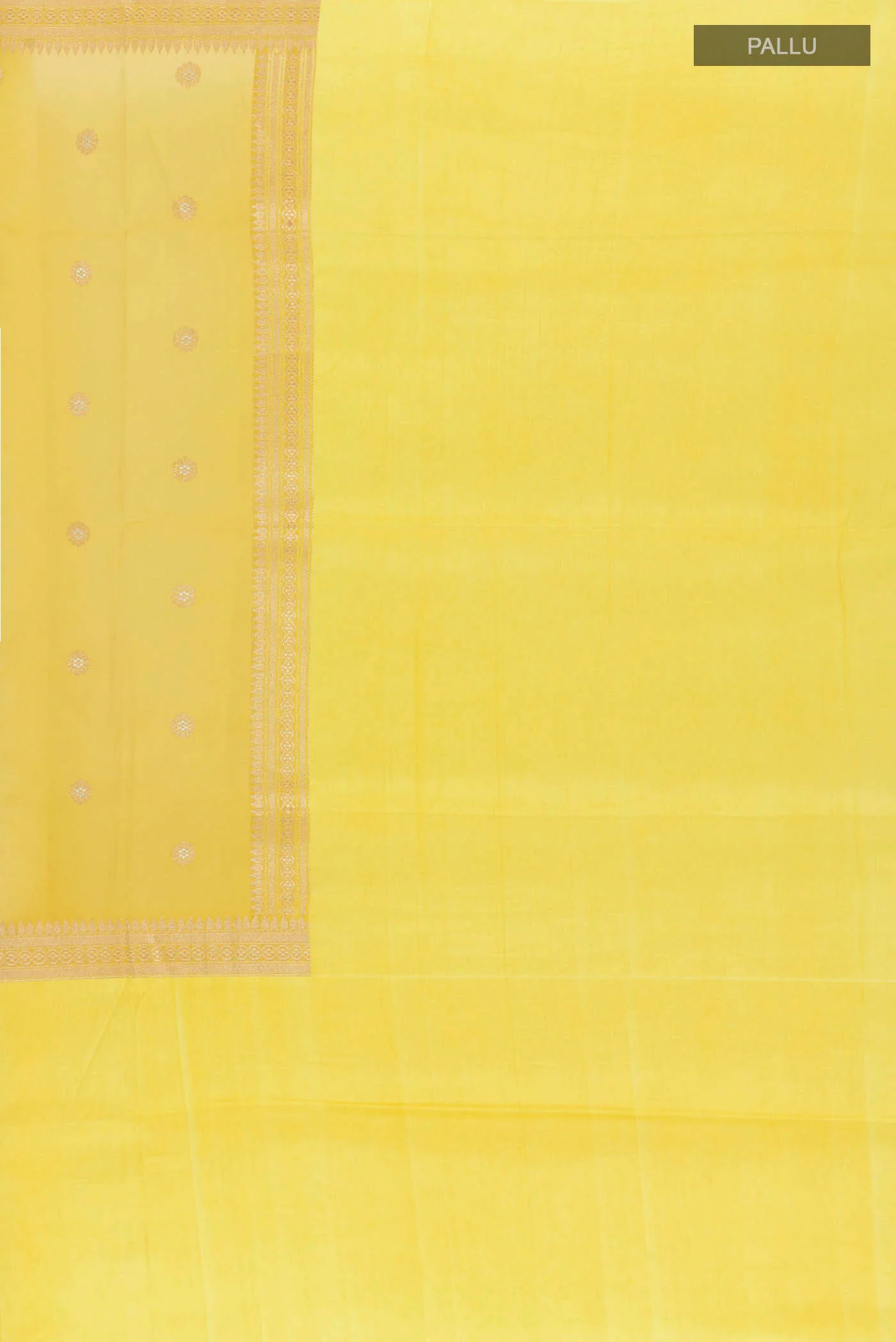 Yellow Banarasi Kora Silk Saree - Image 7