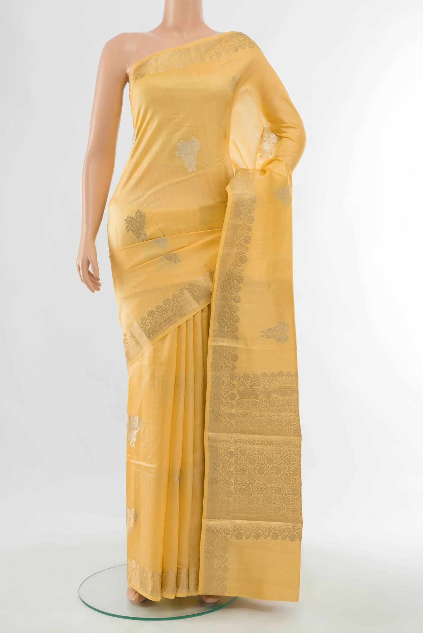 Yellow Banarasi Raw Silk Saree