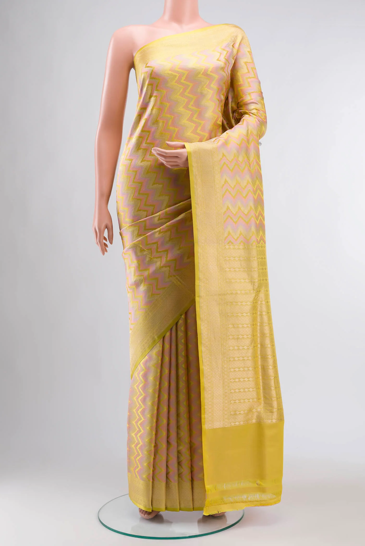 Yellow Banarasi Silk Saree