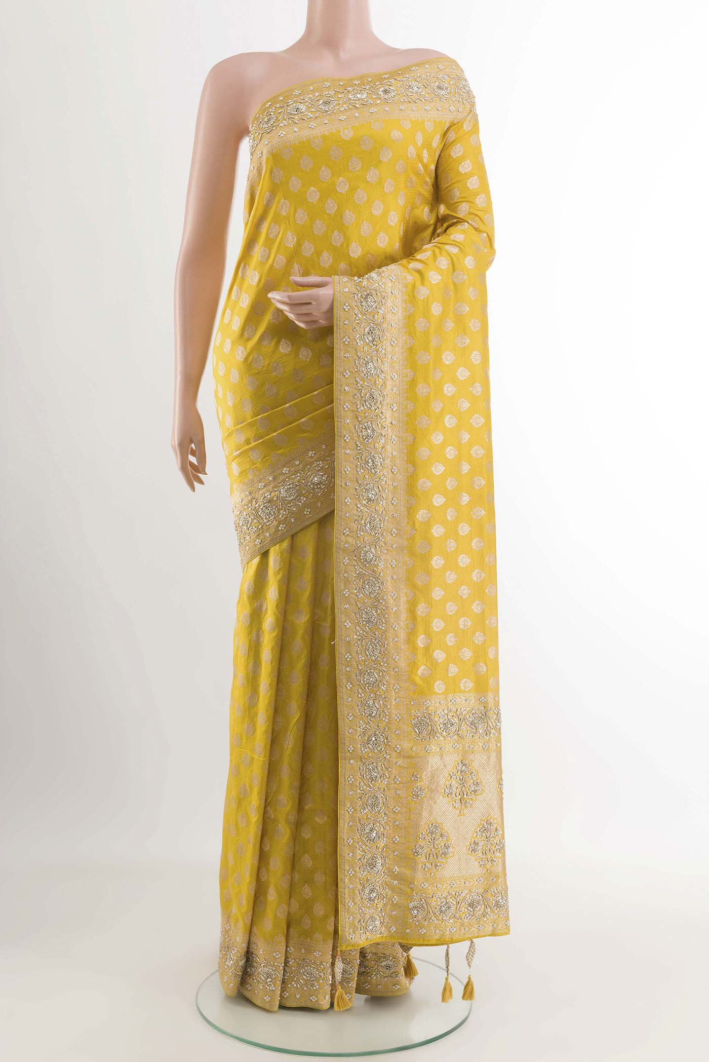 Yellow Banarasi Silk Saree