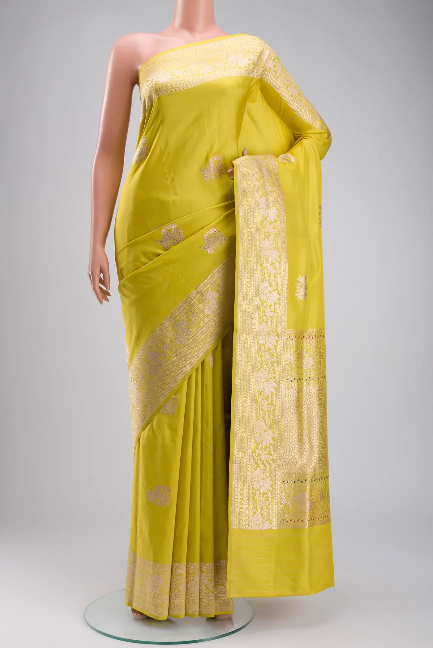 Yellow Banarasi Silk Saree