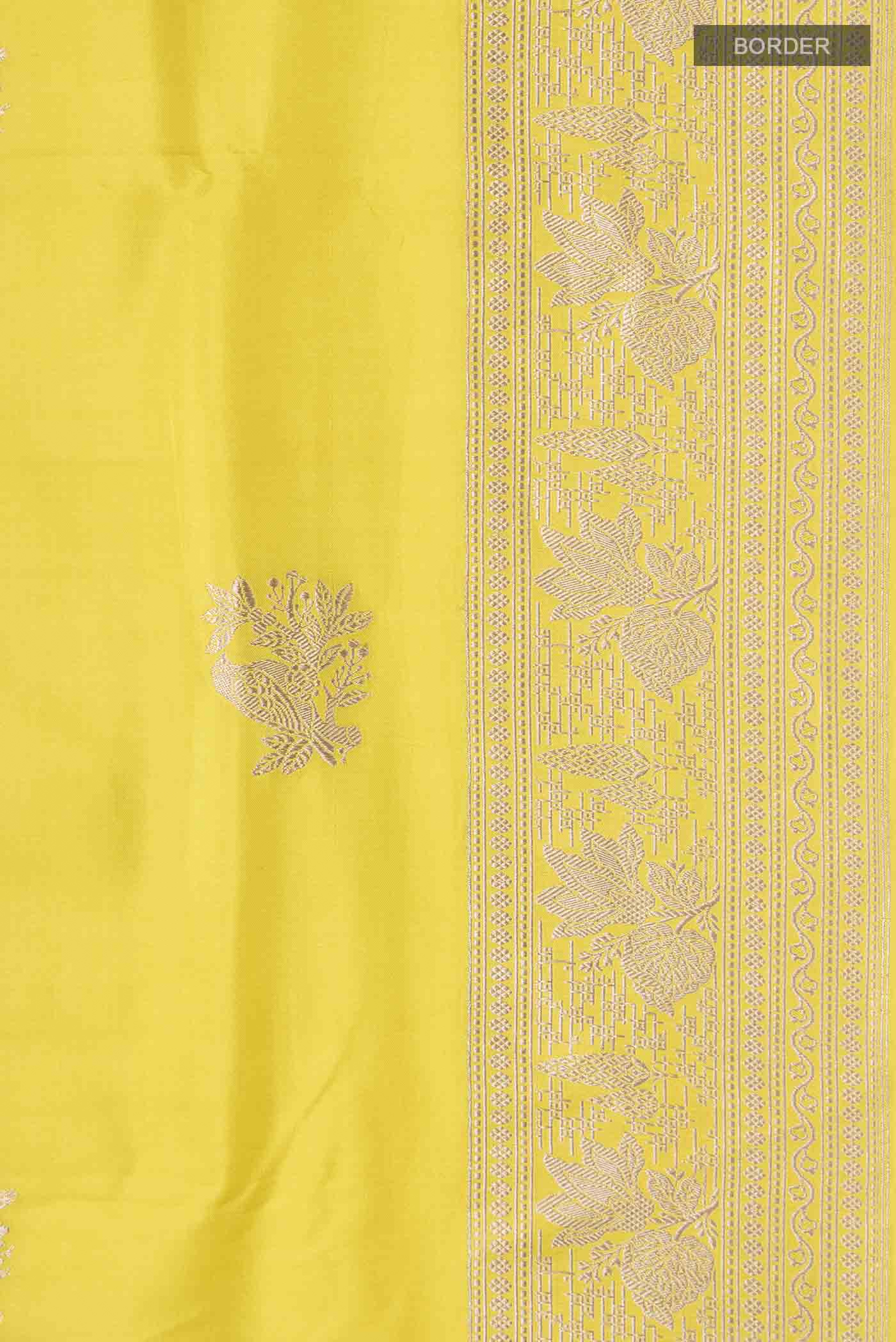 Yellow Banarasi Silk Saree - Image 3