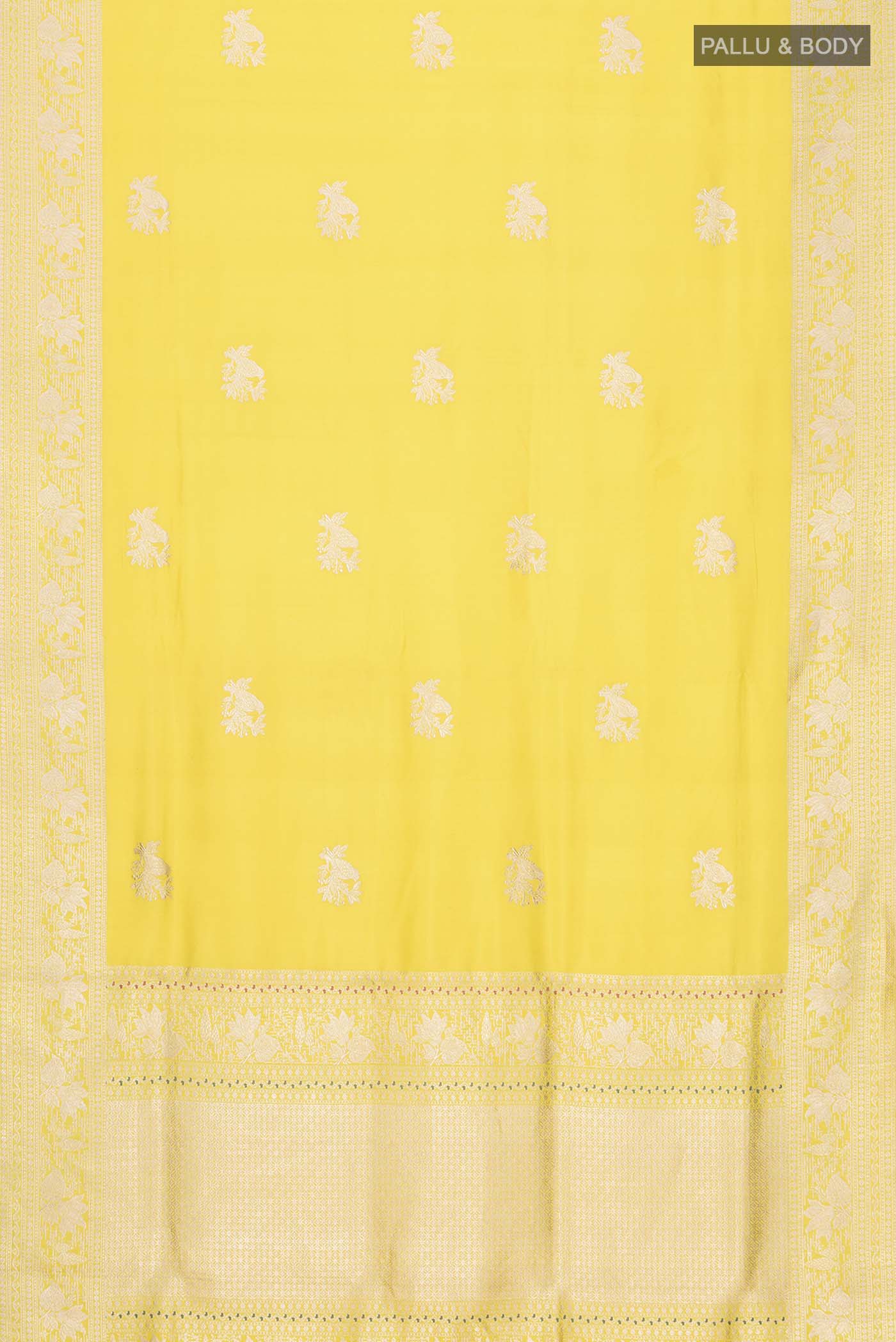 Yellow Banarasi Silk Saree - Image 6