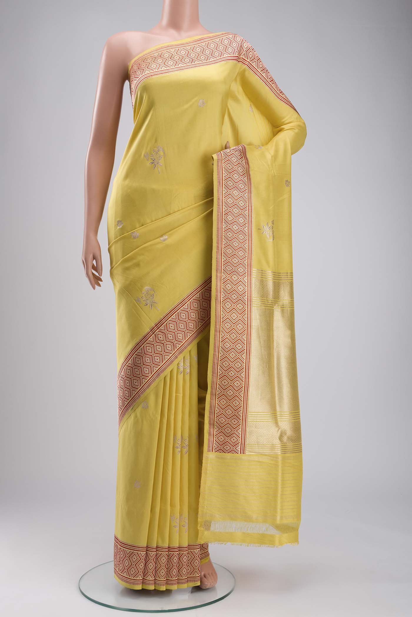 Yellow Banarasi Silk Saree