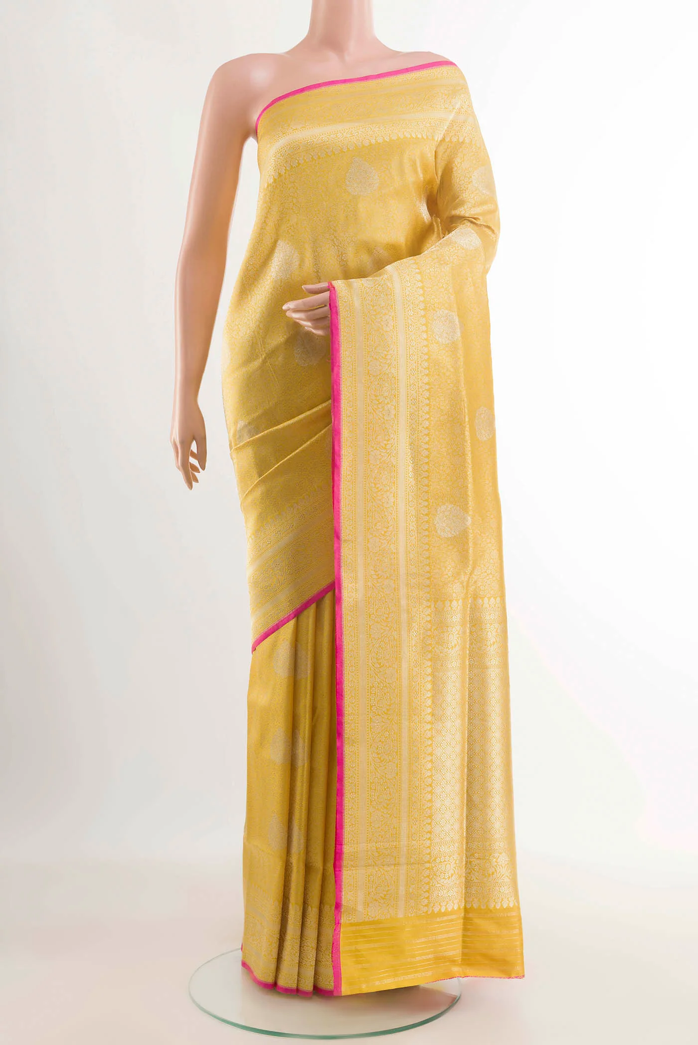 Yellow Banarasi Silk Saree