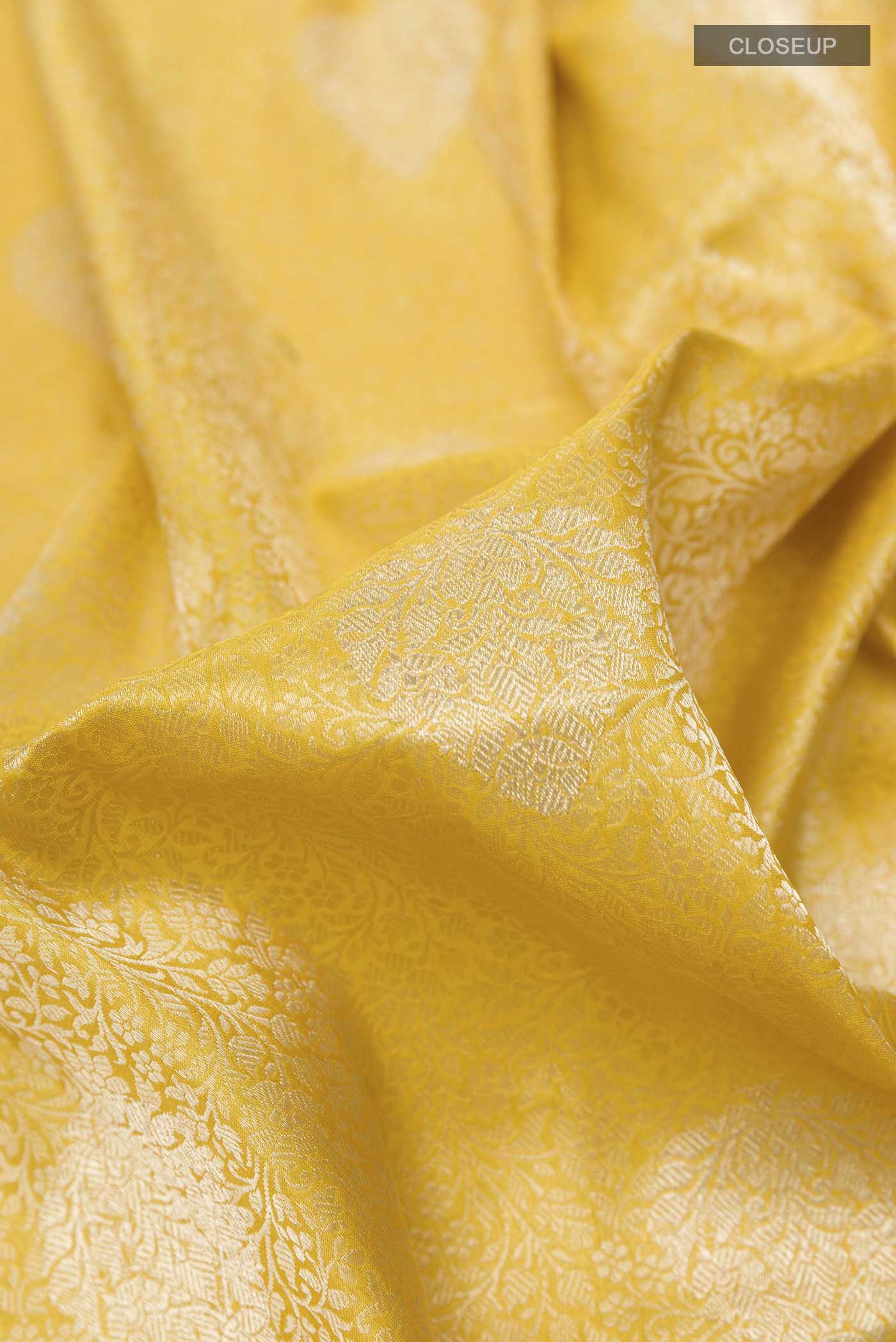 Yellow Banarasi Silk Saree - Image 2