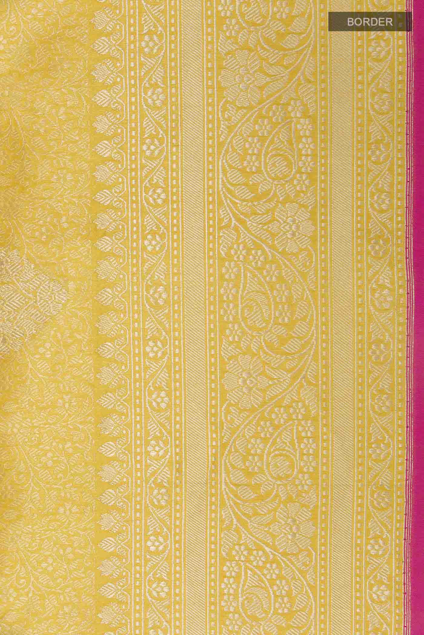Yellow Banarasi Silk Saree - Image 3