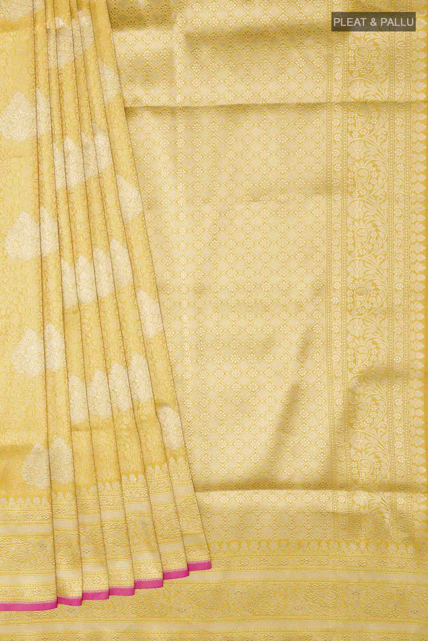 Yellow Banarasi Silk Saree - Image 4
