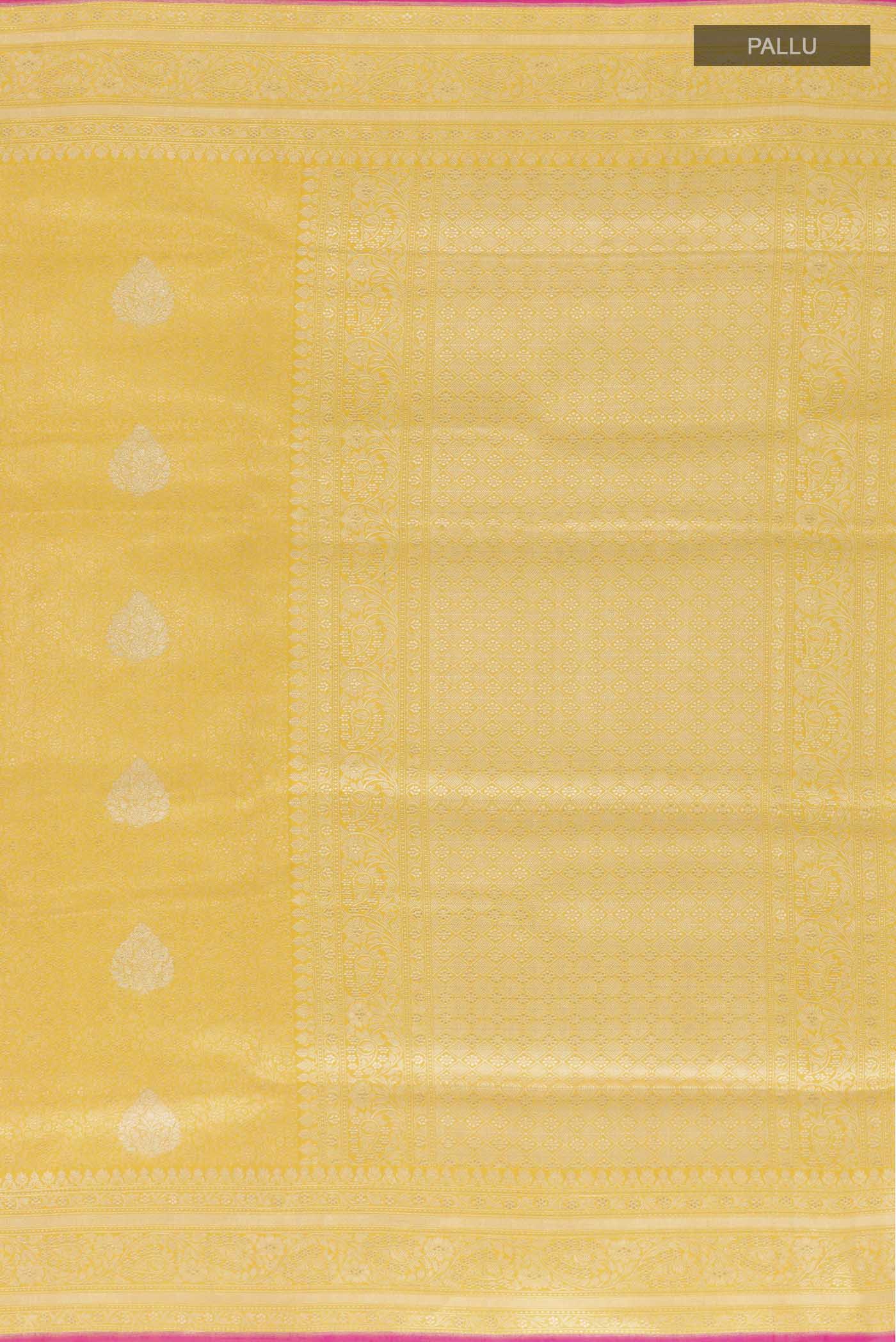 Yellow Banarasi Silk Saree - Image 7