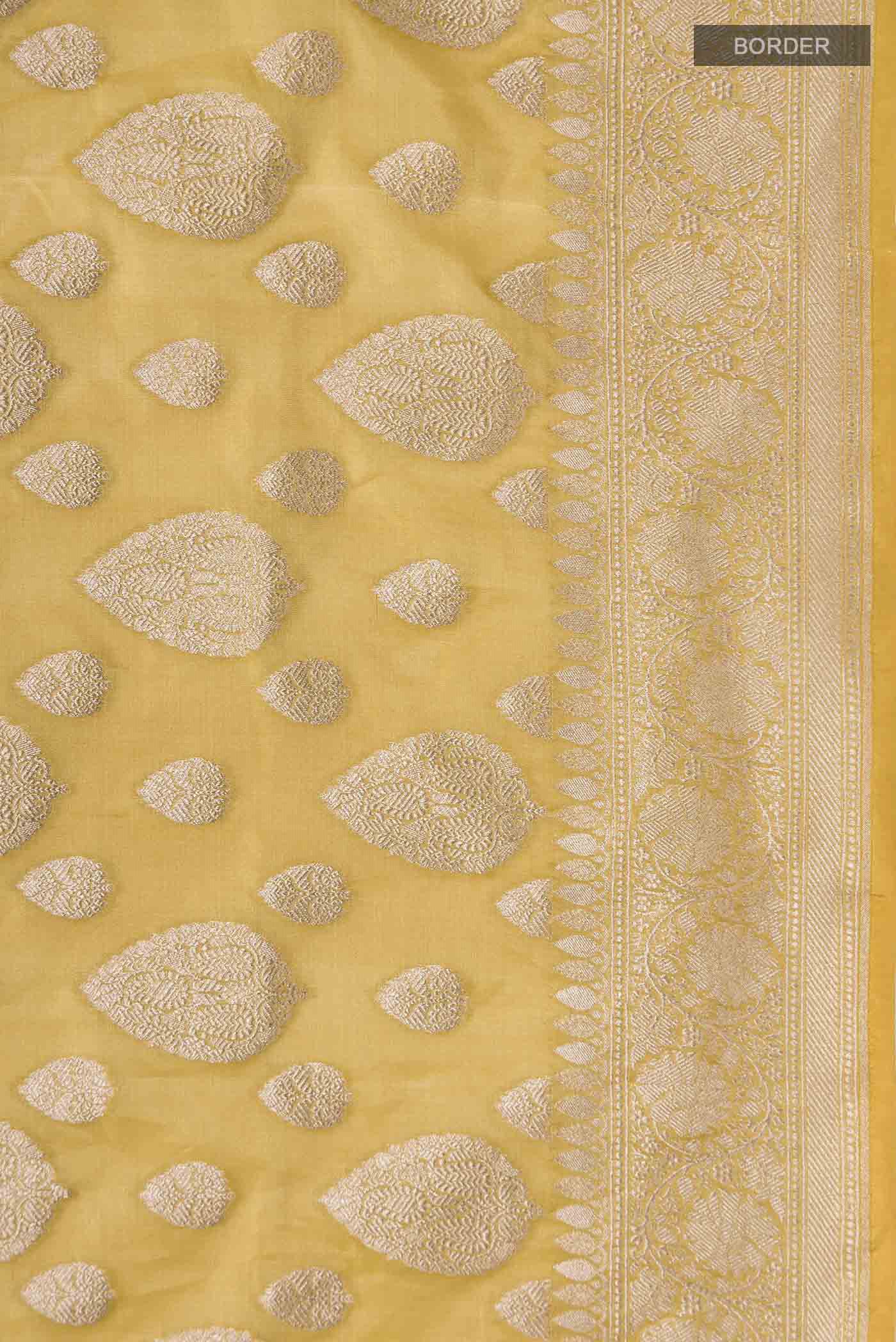 Yellow Banarasi Silk Saree - Image 3