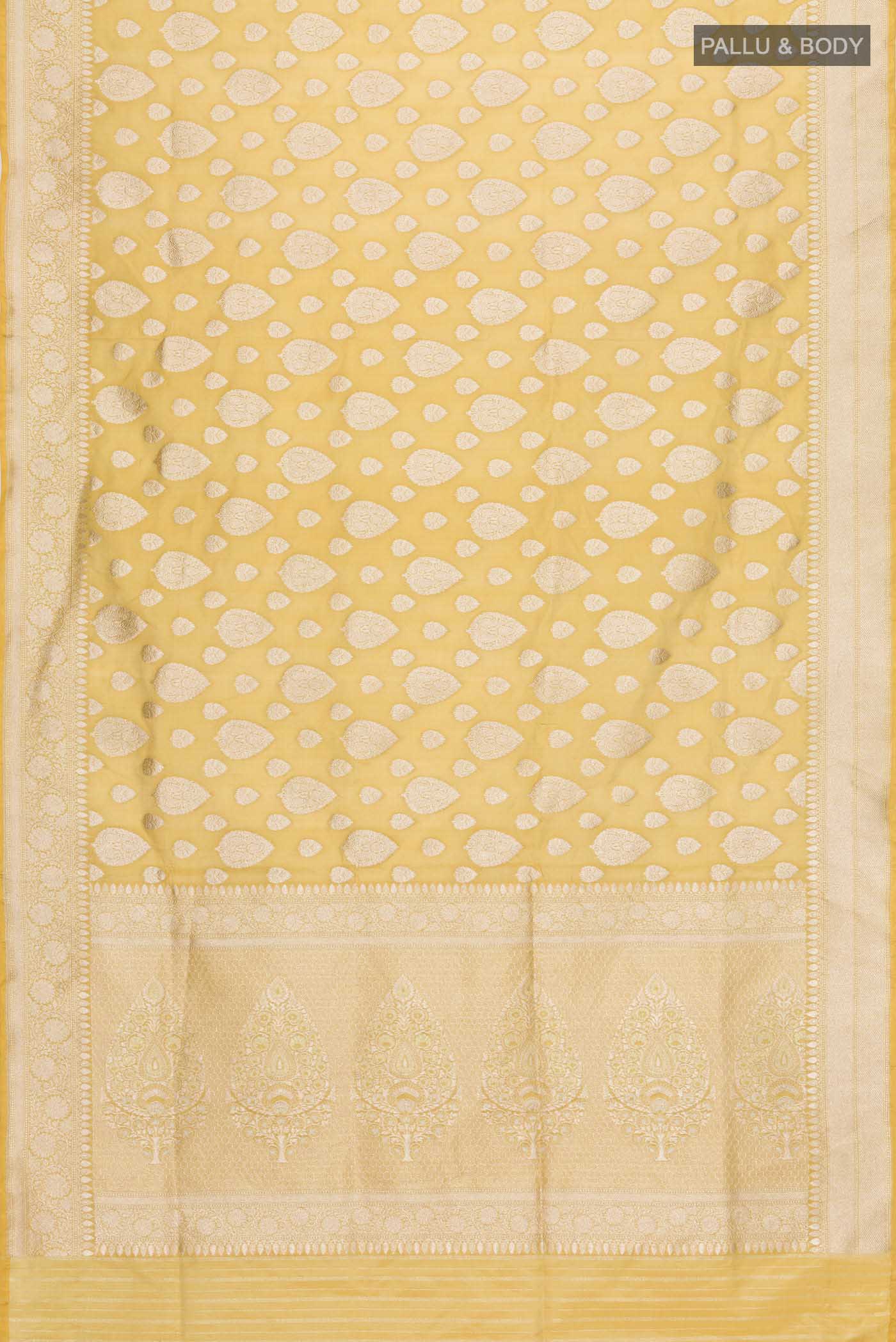 Yellow Banarasi Silk Saree - Image 6