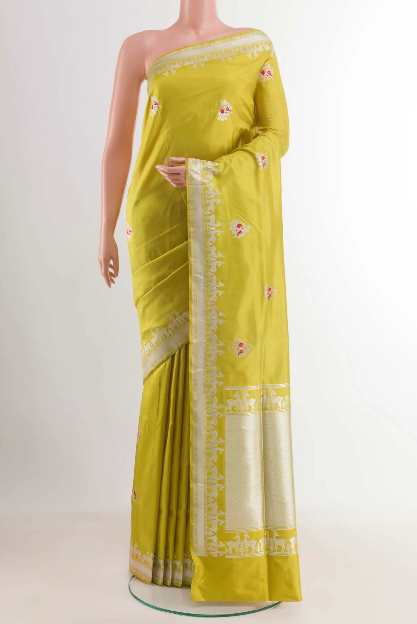 Yellow Banarasi Silk Saree
