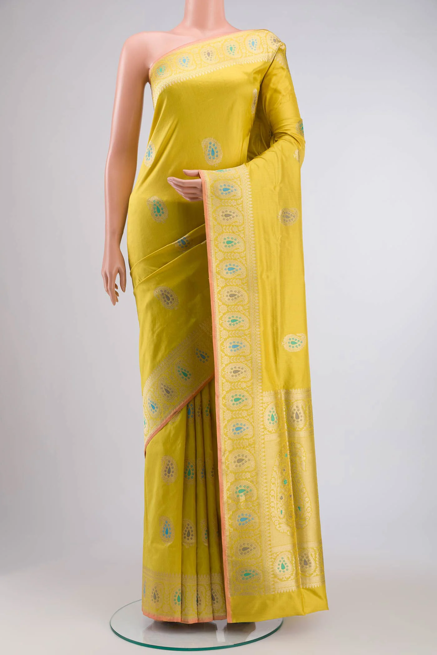 Yellow Banarasi Silk Saree