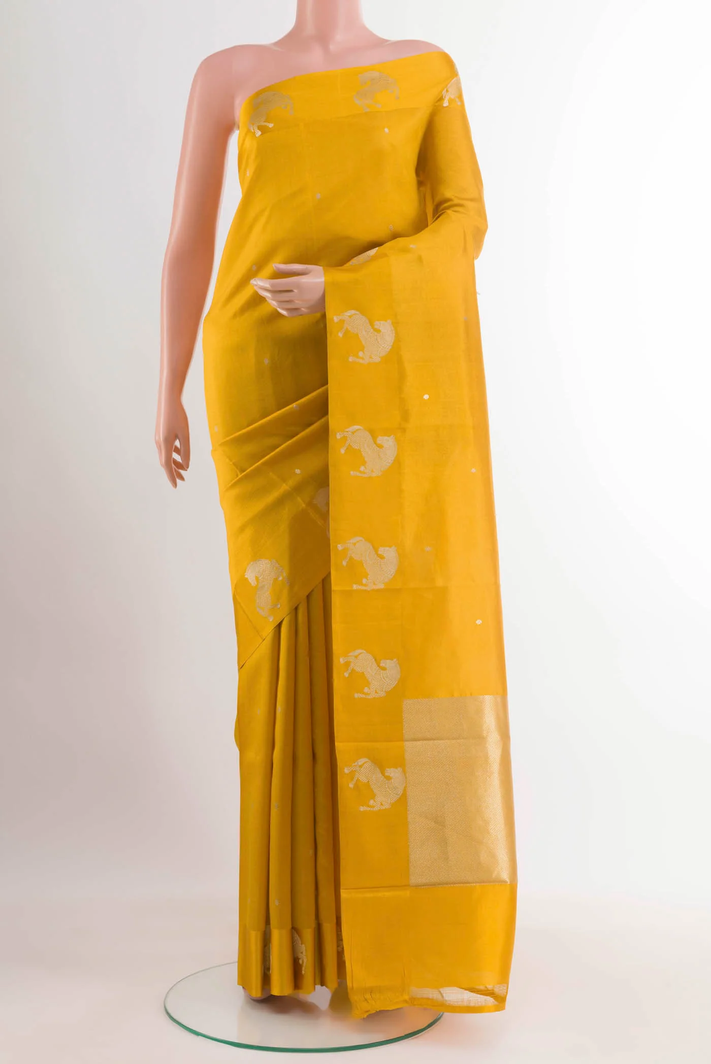 Yellow Banarasi Katan Silk Saree