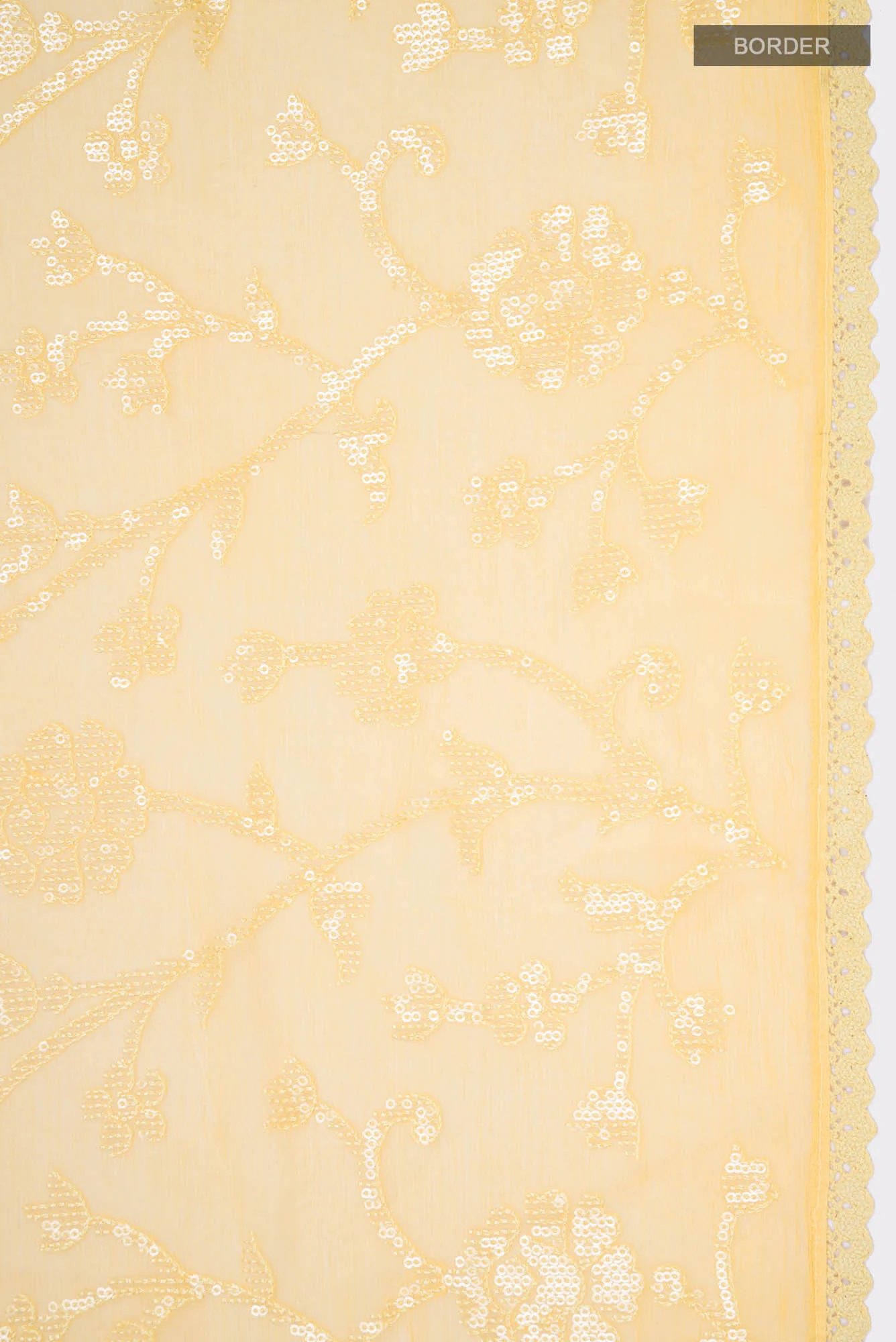Yellow Blended Chiffon Saree - Image 3