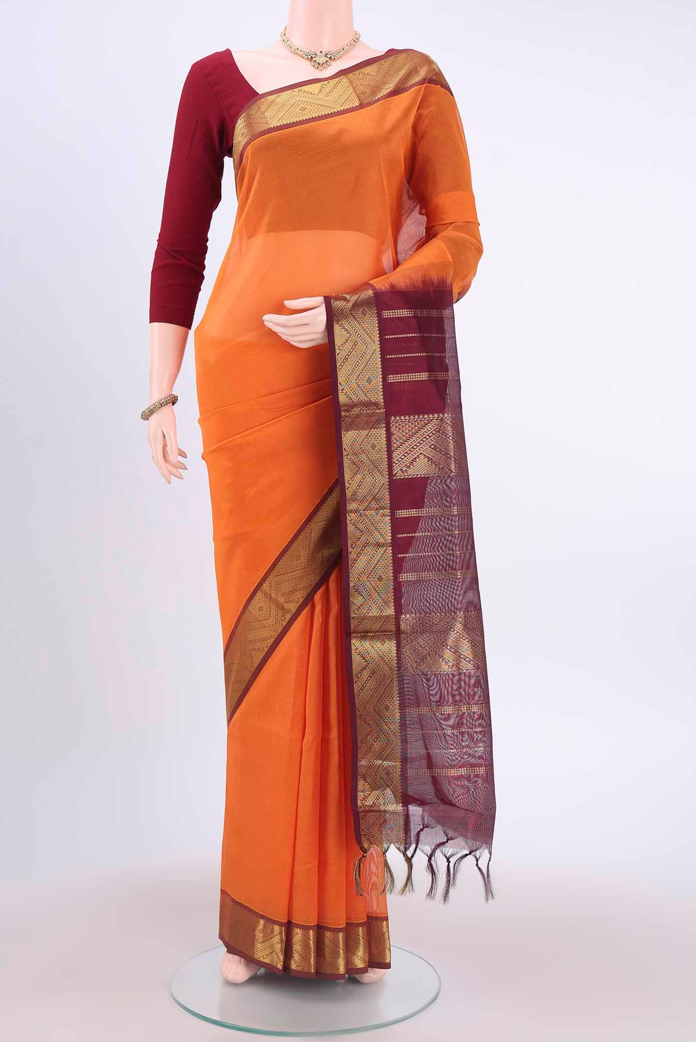 Yellow Blended Coimbatore Silk Cotton Saree