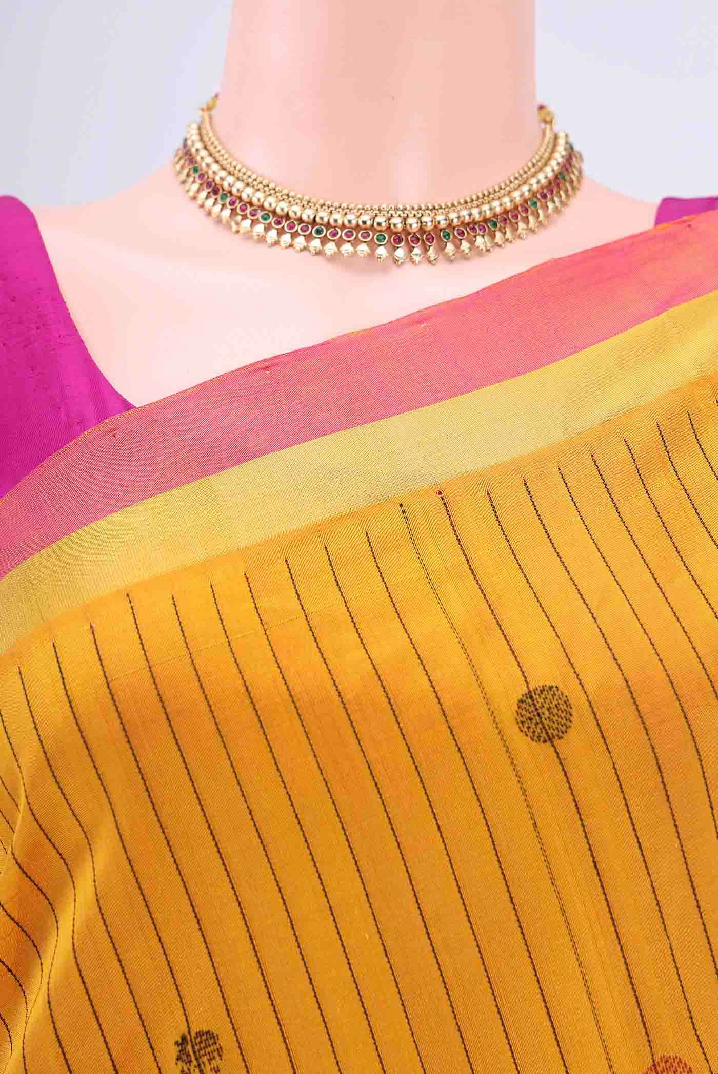 Yellow Blended Coimbatore Silk Cotton Saree - Image 2
