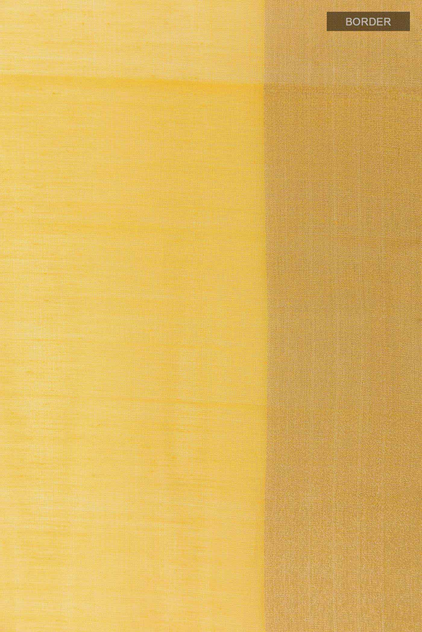 Yellow Blended Kora Cotton Saree - Image 3