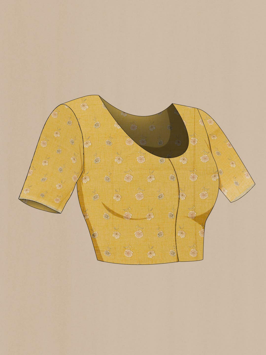 Yellow Blended Linen Cotton Saree - Image 3