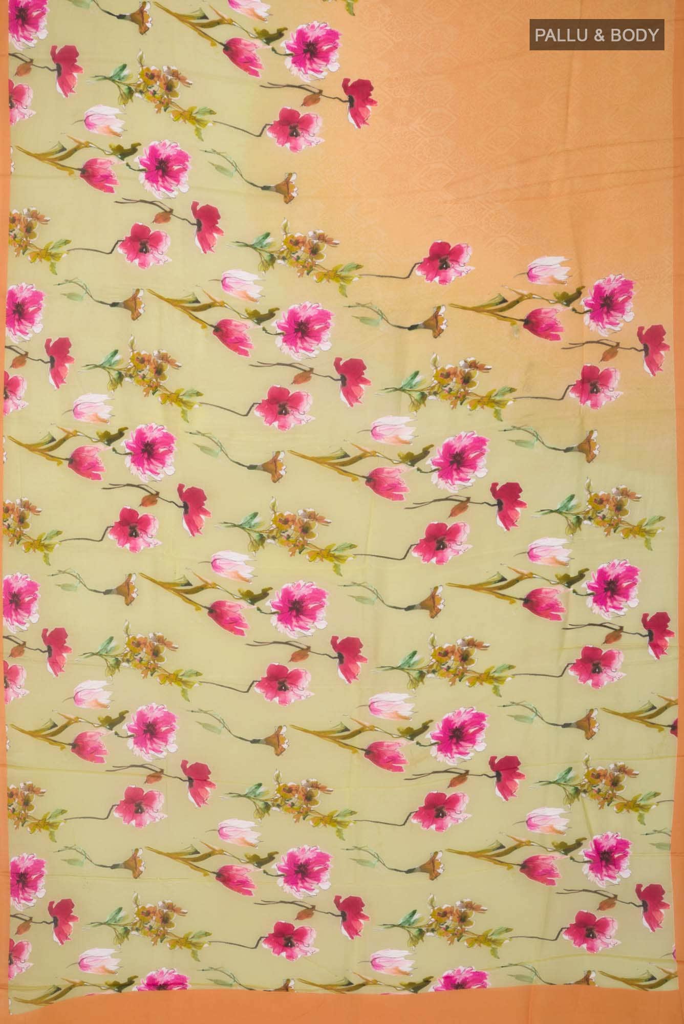 Yellow Blended Viscose Crepe Saree - Image 2