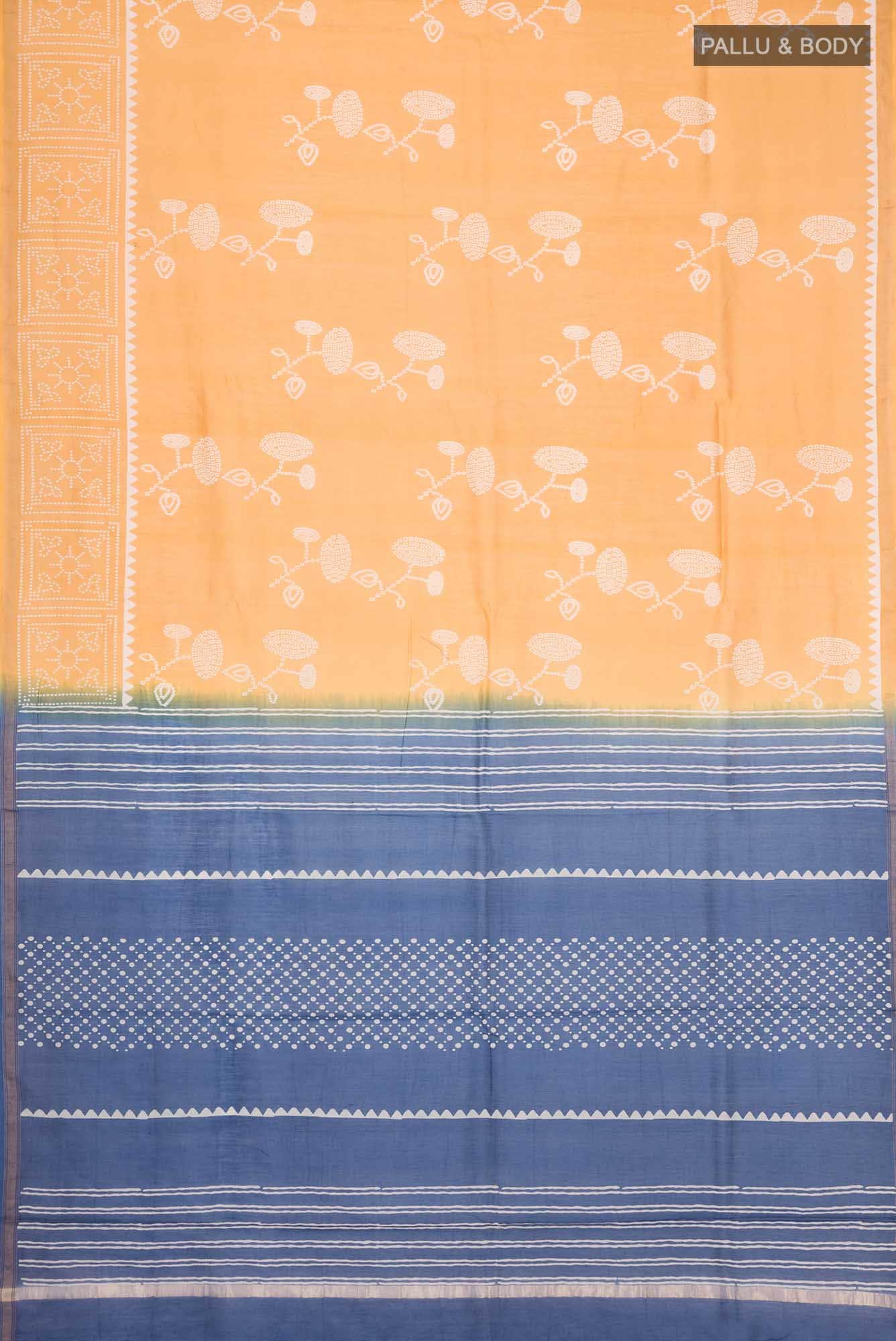 Yellow Chanderi Silk Cotton Saree - Image 2