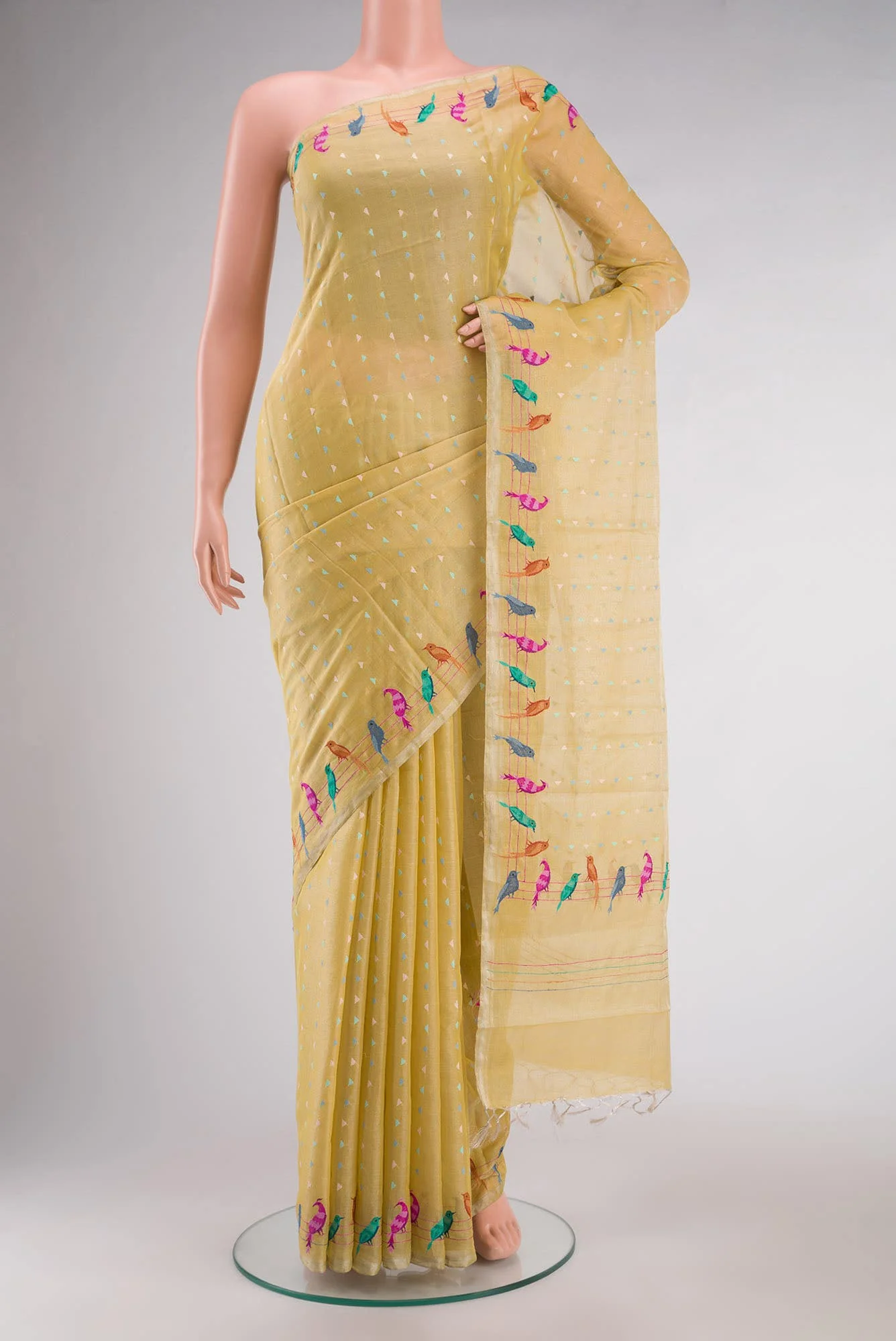 Yellow Chanderi Silk Cotton Saree