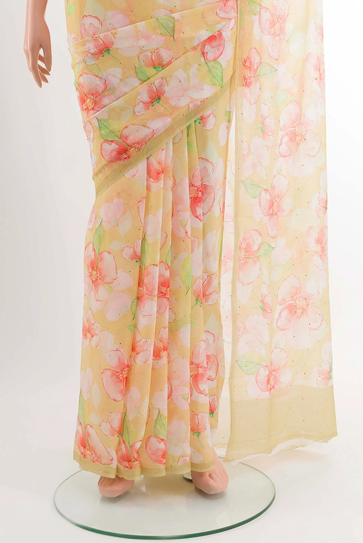 Yellow Chiffon Saree - Image 3